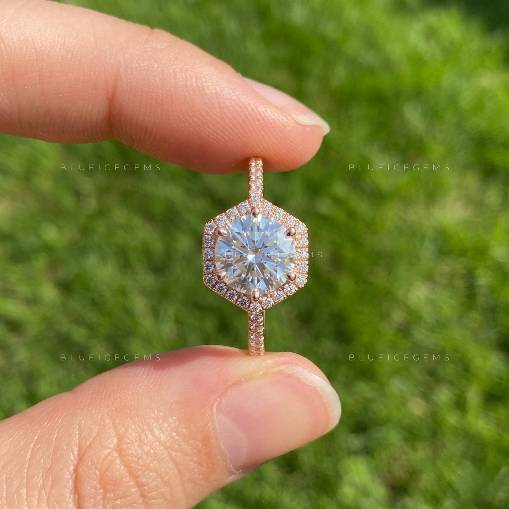 Luminous Round Brilliant Cut Halo Ornate Heirloom Engagement Ring