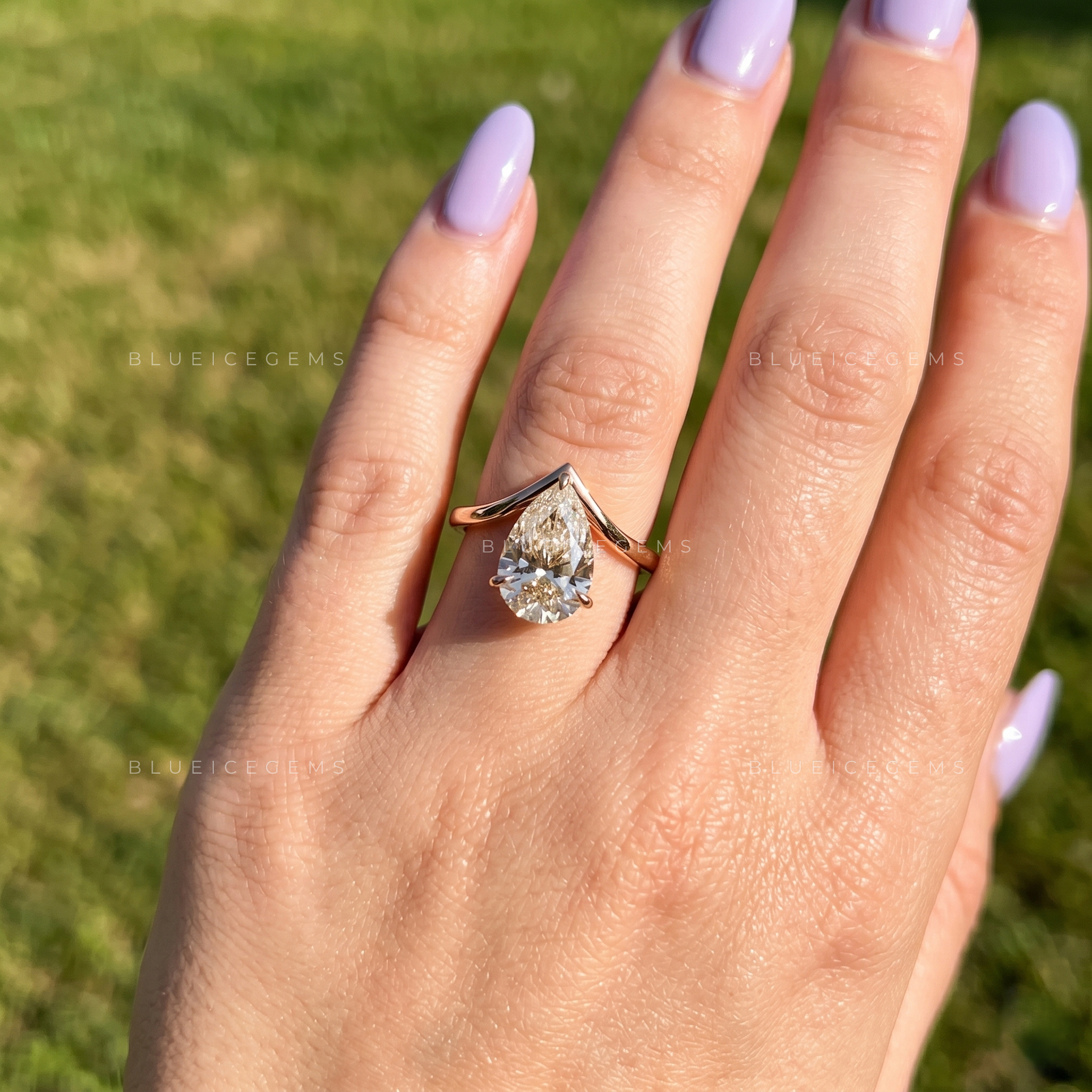 Infinite Allure Pear Cut Certified V-Shape Engagement Ring