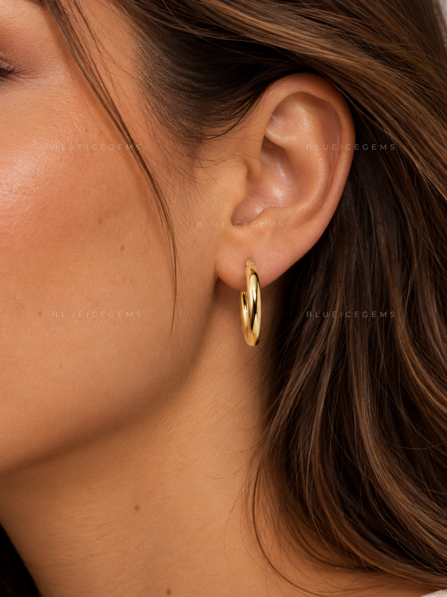 Polished Hollow Tube Hoop Earrings
