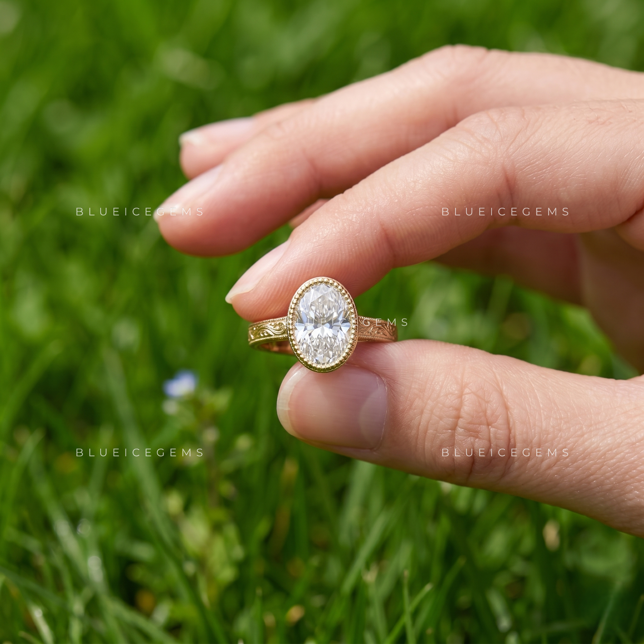 Victorian Whisper Oval Brilliant Vintage Milgrain Engagement Ring