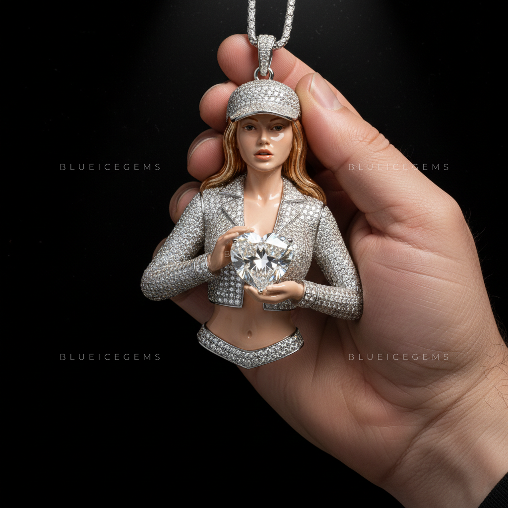The "Heart of Ice" Portrait: 3D Urban Figurine & Massive Solitaire Sovereign