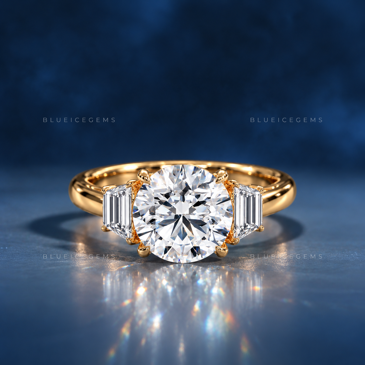 Portofino Three-Stone Portuguese Cut Engagement Ring