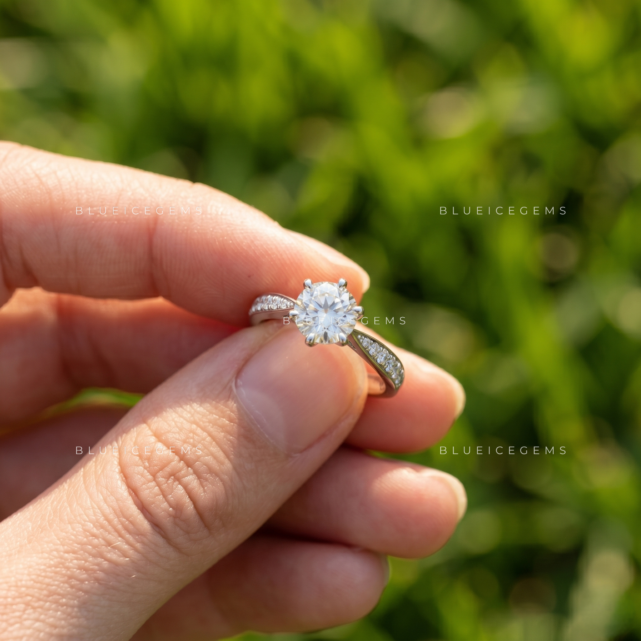 Infinite Sparkle Pavé Accent Round Engagement Ring