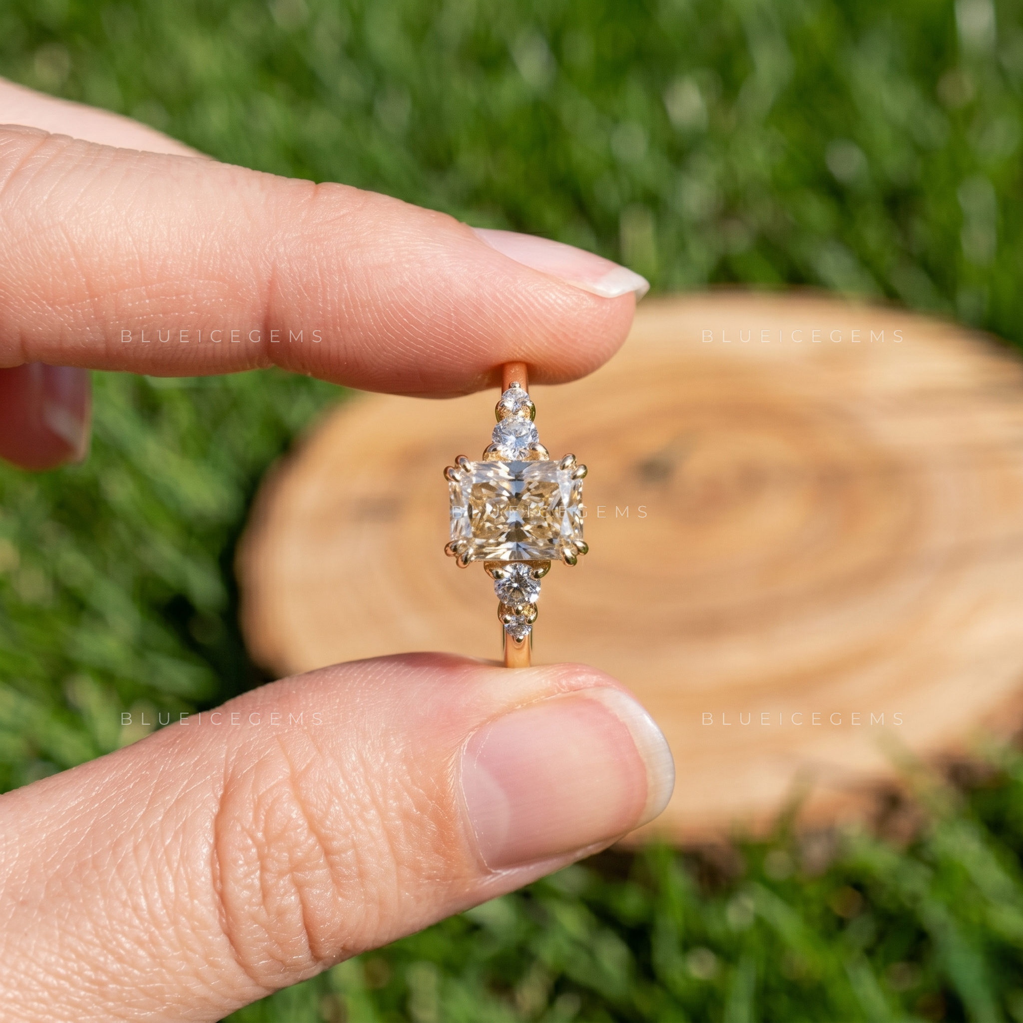 Graceful Spark Radiant Cut Accent Engagement Ring