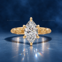 Fleurline Dutch Marquise Floral Engraved Solitaire Ring