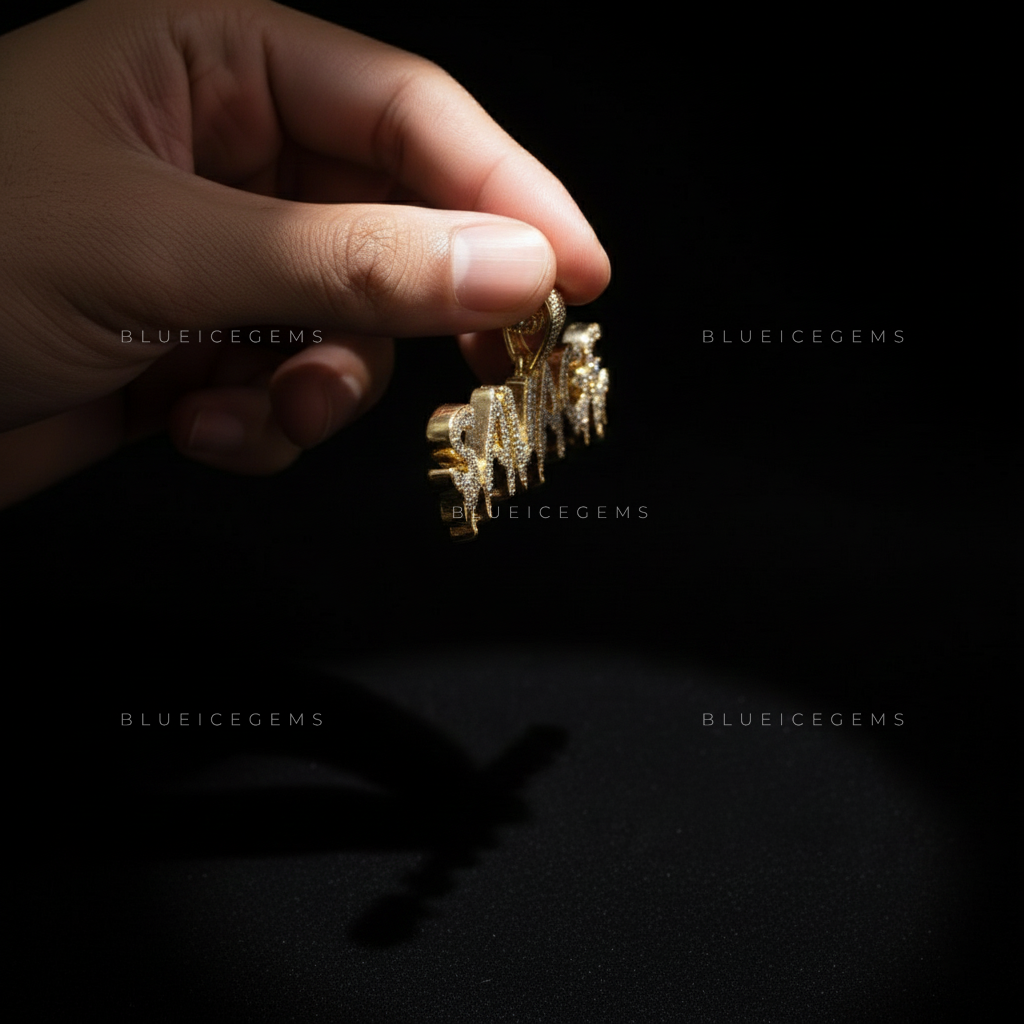 The "SAVAGE" Drip: Liquid-Effect 3D Bubble Script & Golden Halo Pendant