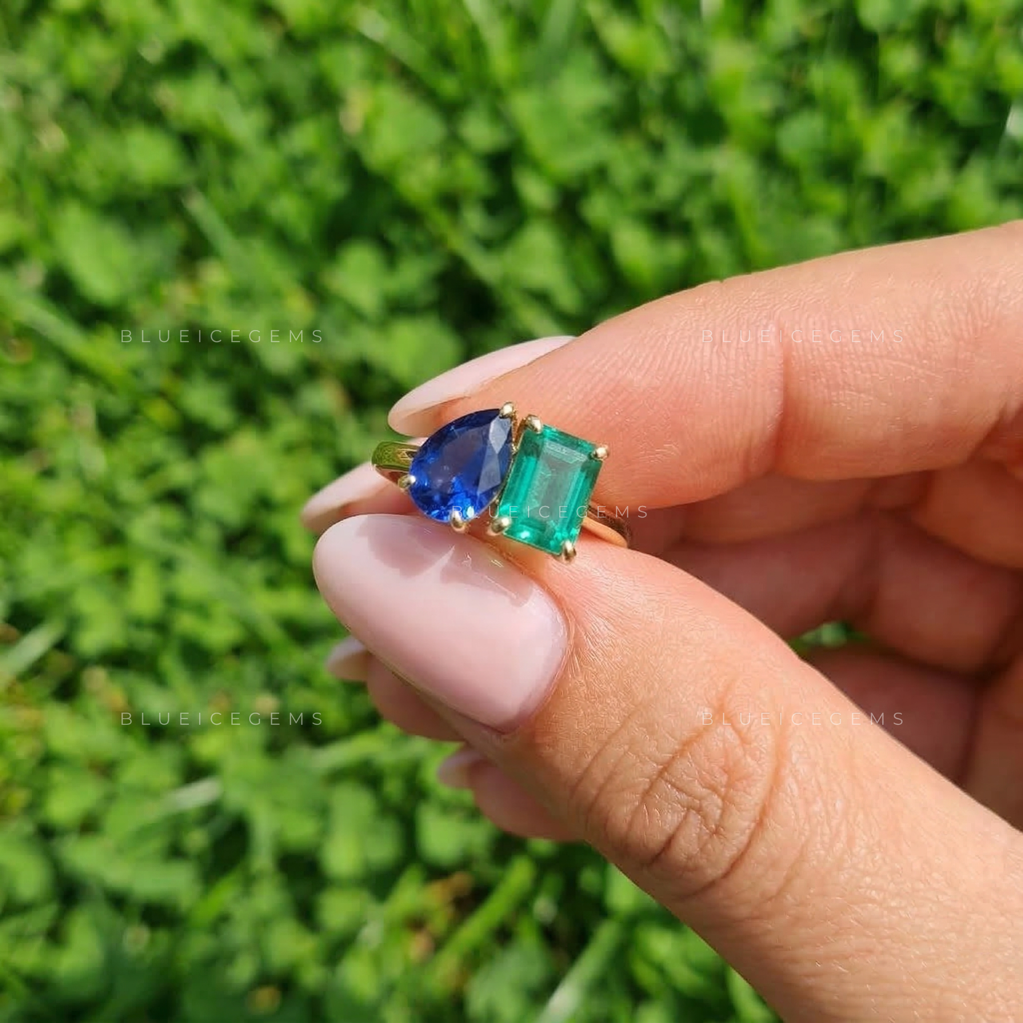 Verdant Azure Toi Et Moi Statement Ring