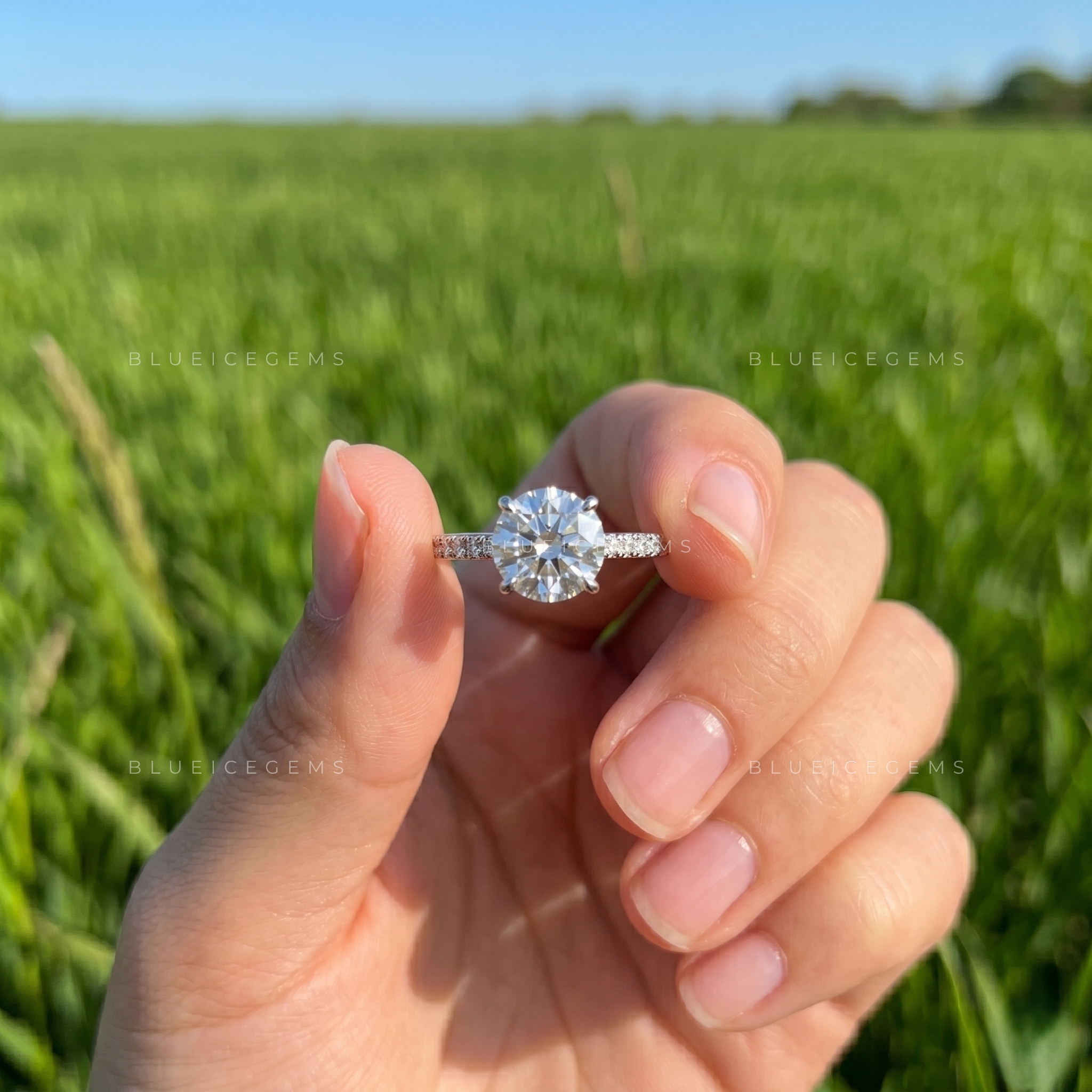 Celestial Radiance Round Cut Double Halo Statement Proposal Ring
