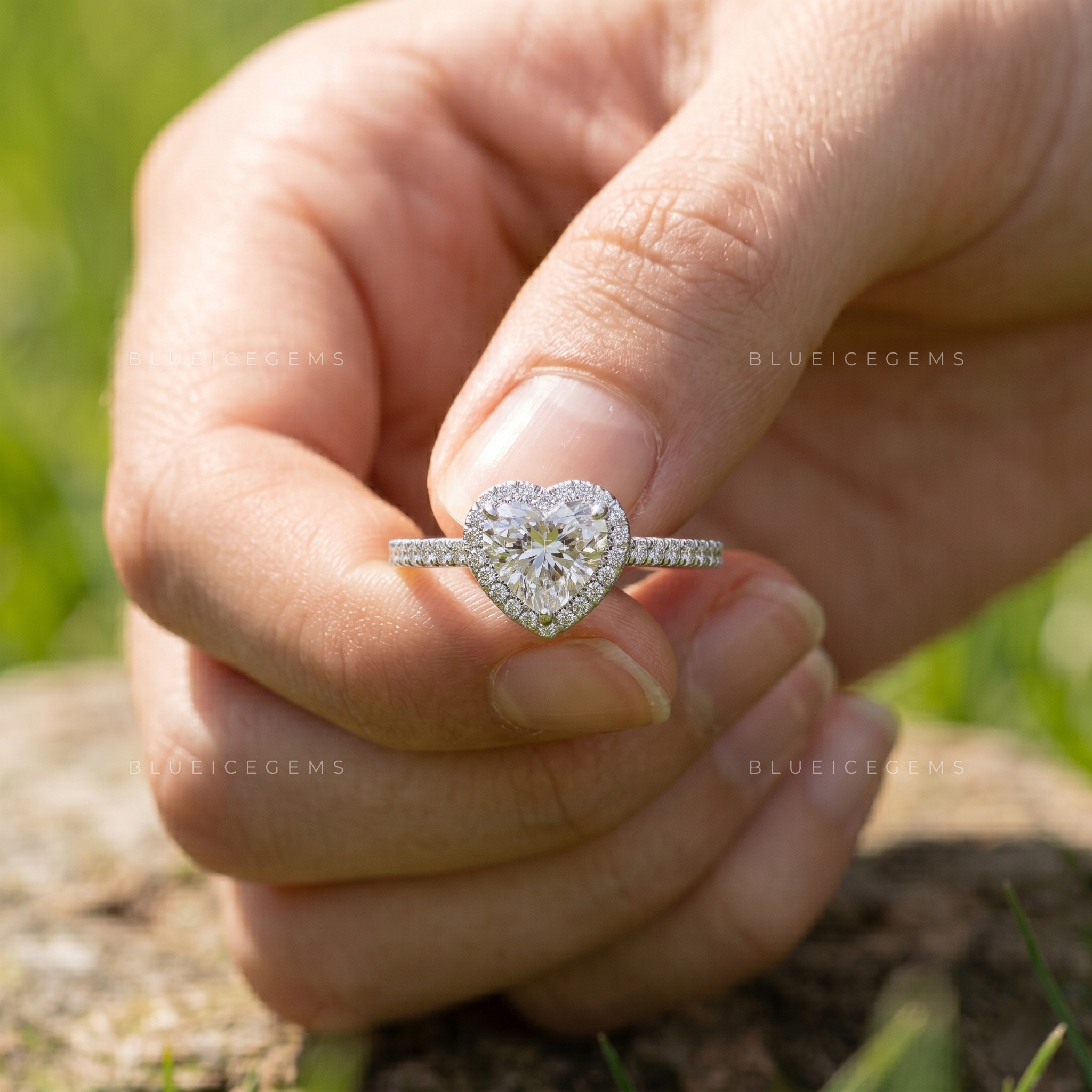 Amore Whisper Heart Cut Delicate Pavé Accent Engagement Ring