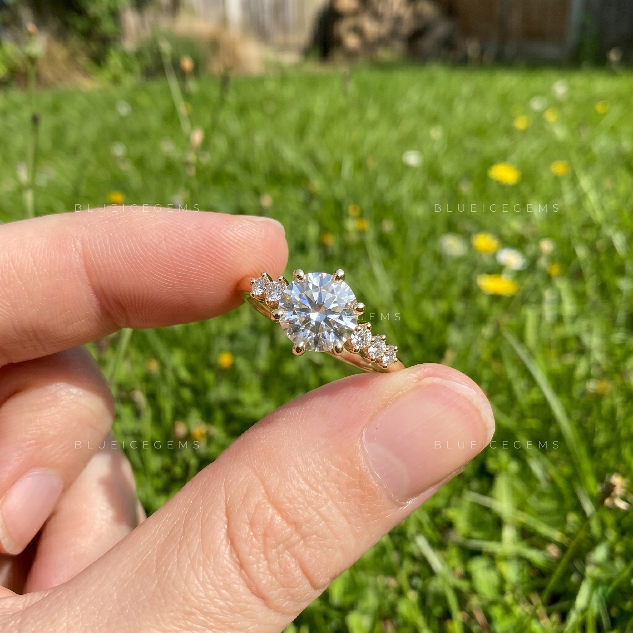 Enduring Spark Round Brilliant Cut Accent Engagement Ring