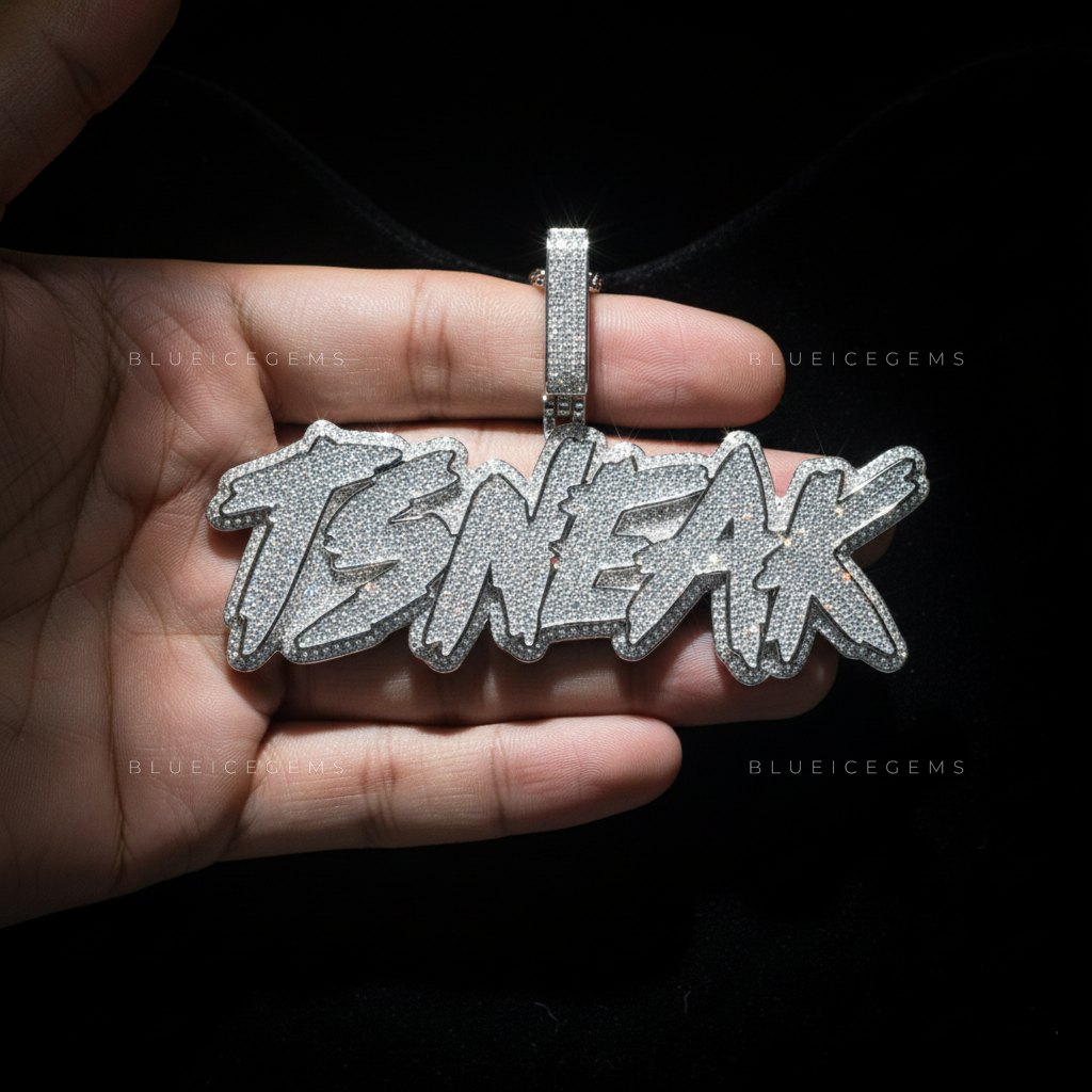 The "TSNEAK" High-Voltage: Jagged Electric Script & Triple-Tiered Frost Pendant