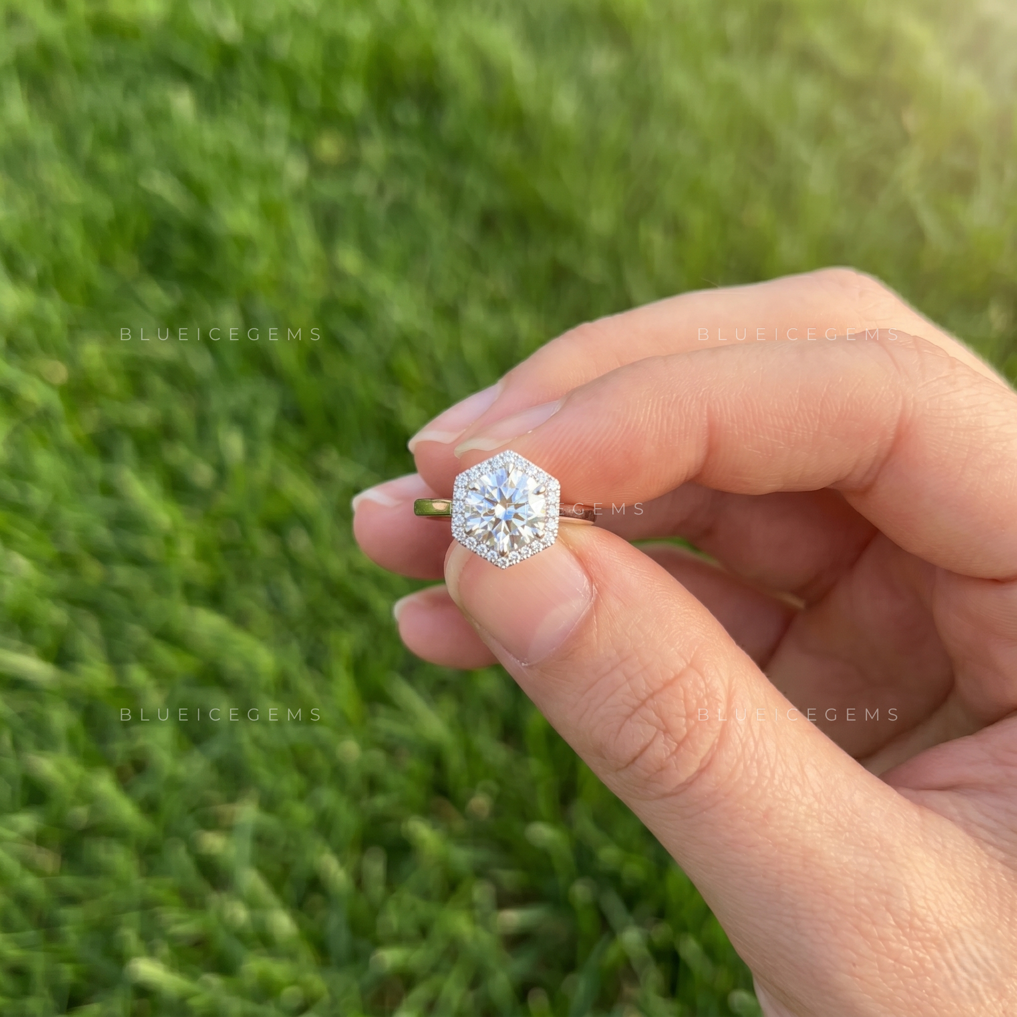 Celestial Glow Round Brilliant Cut Halo Engagement Ring