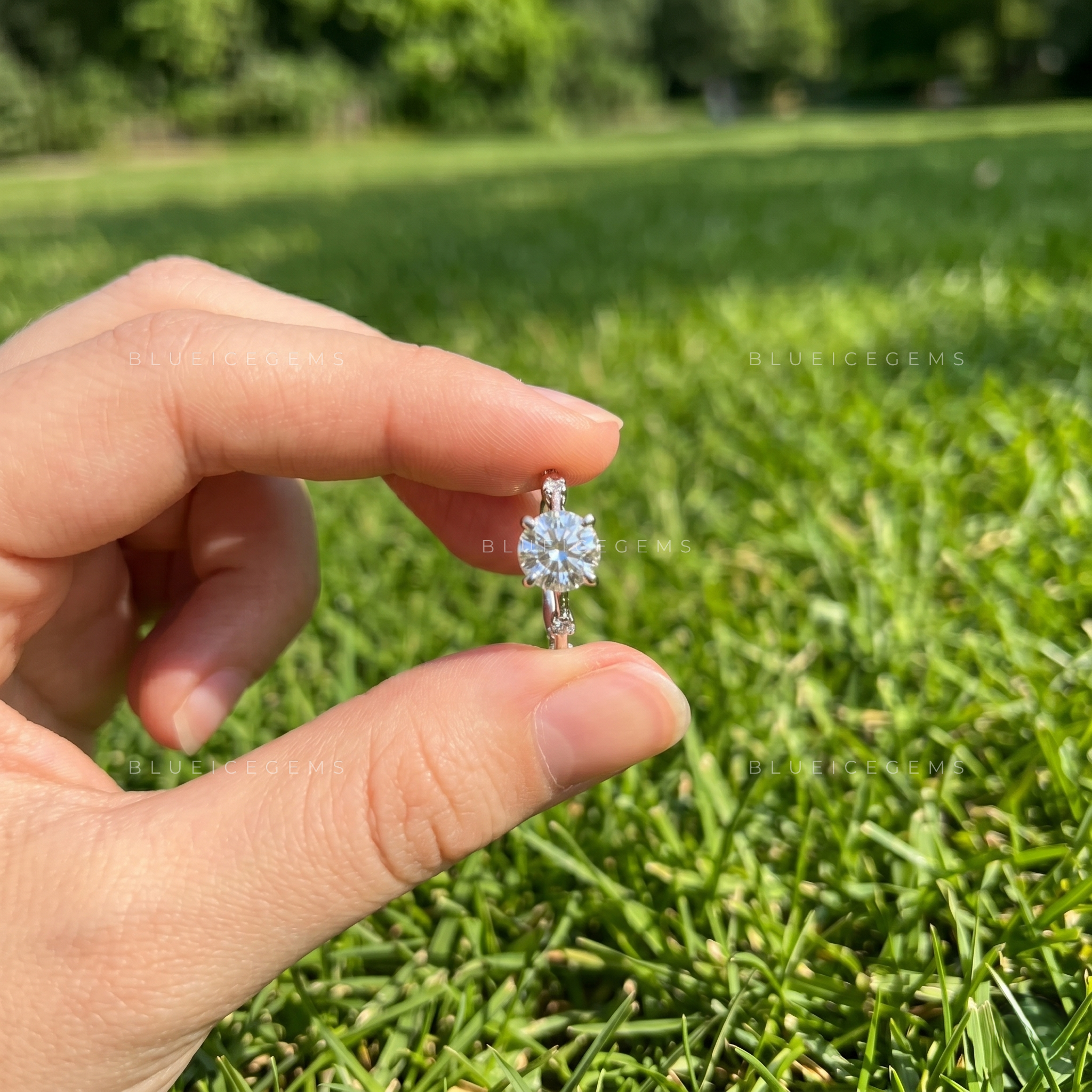 Enchanted Round Brilliant Cut Pave Accented Engagement Ring