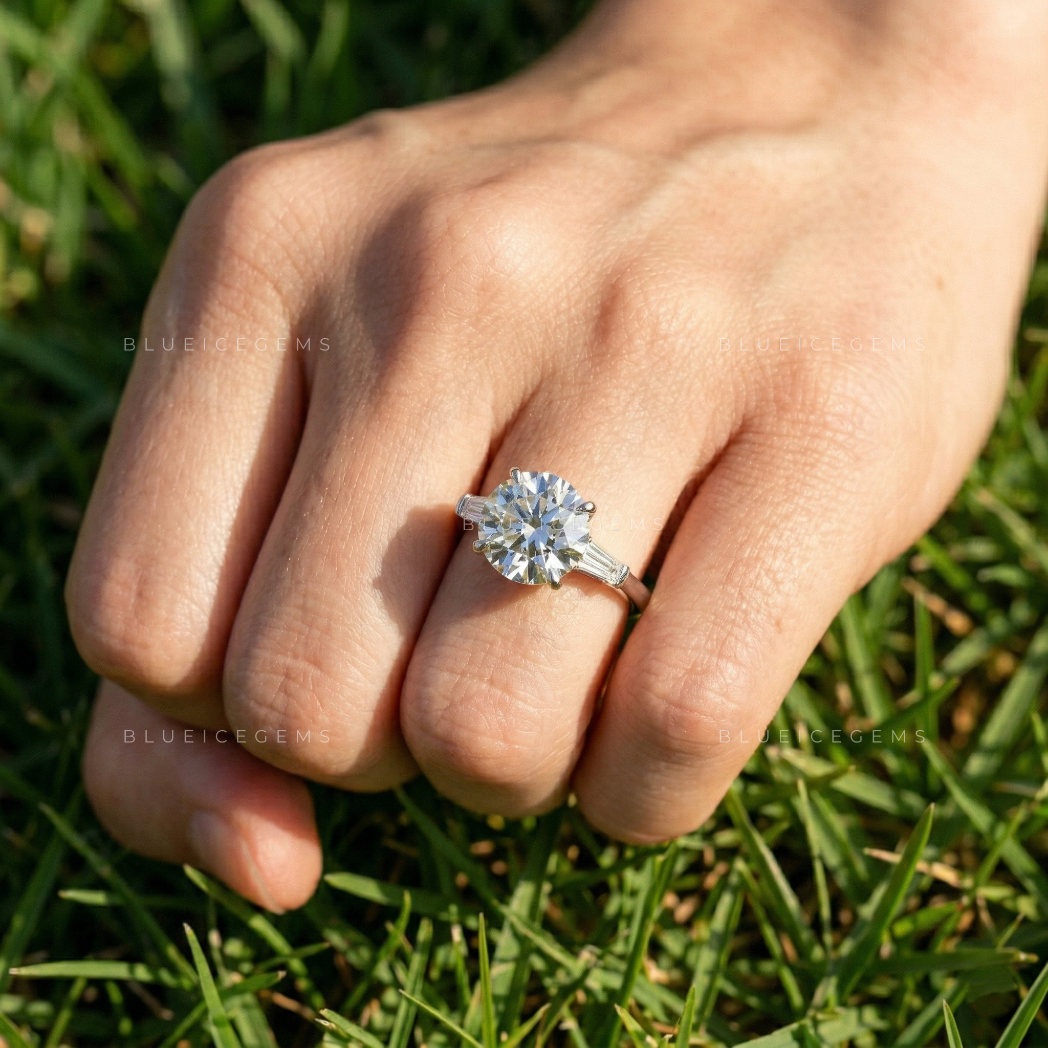 The "Iconic Radiance" Round Statement: Bold Tapered Baguette Ring