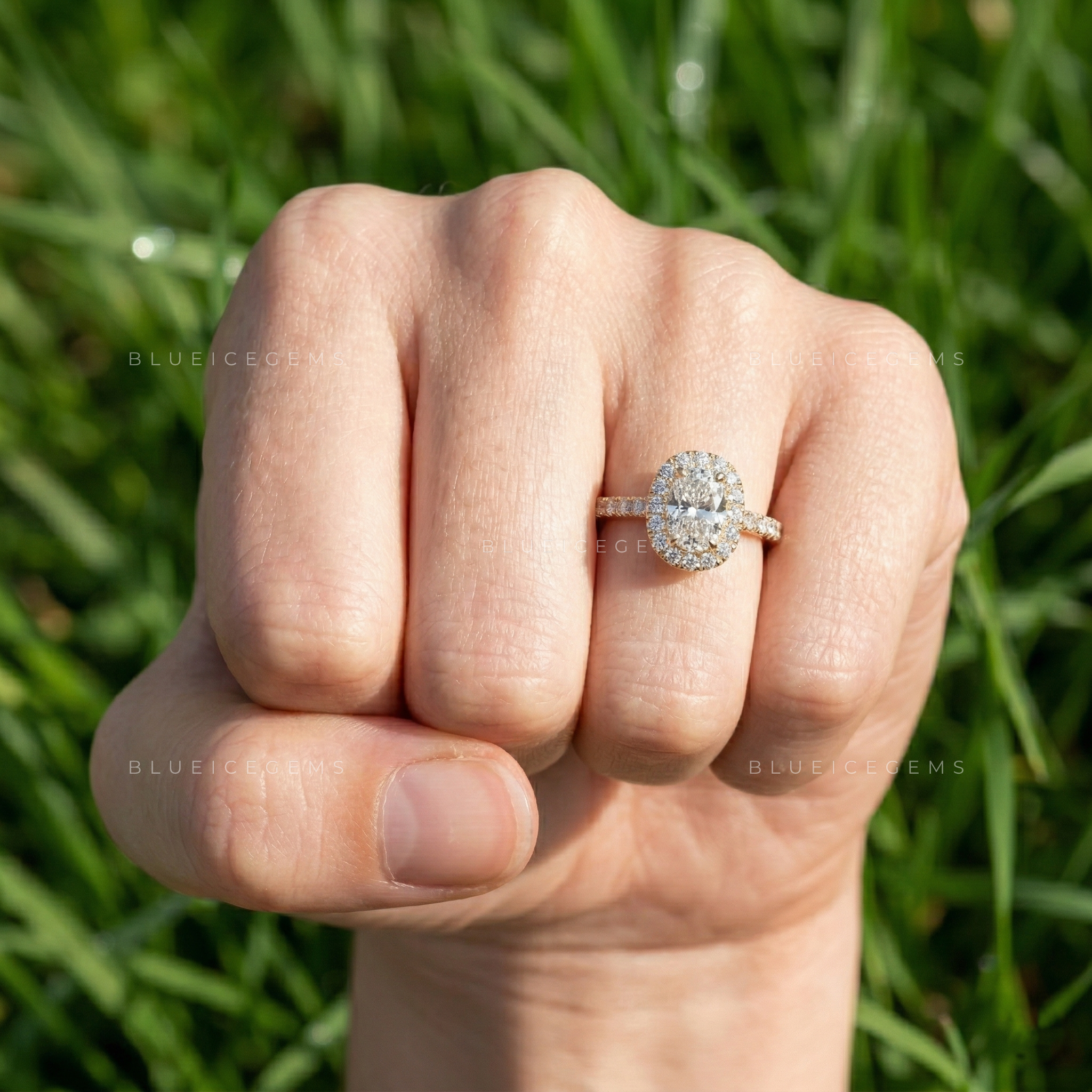 Radiant Horizon Oval Cut Pavé Engagement Ring