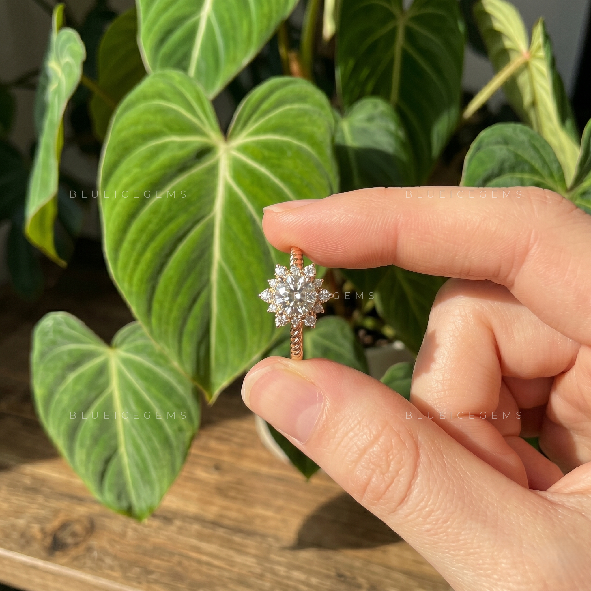 Floral Nostalgia Vintage Round Cut Floral Halo Engagement Ring