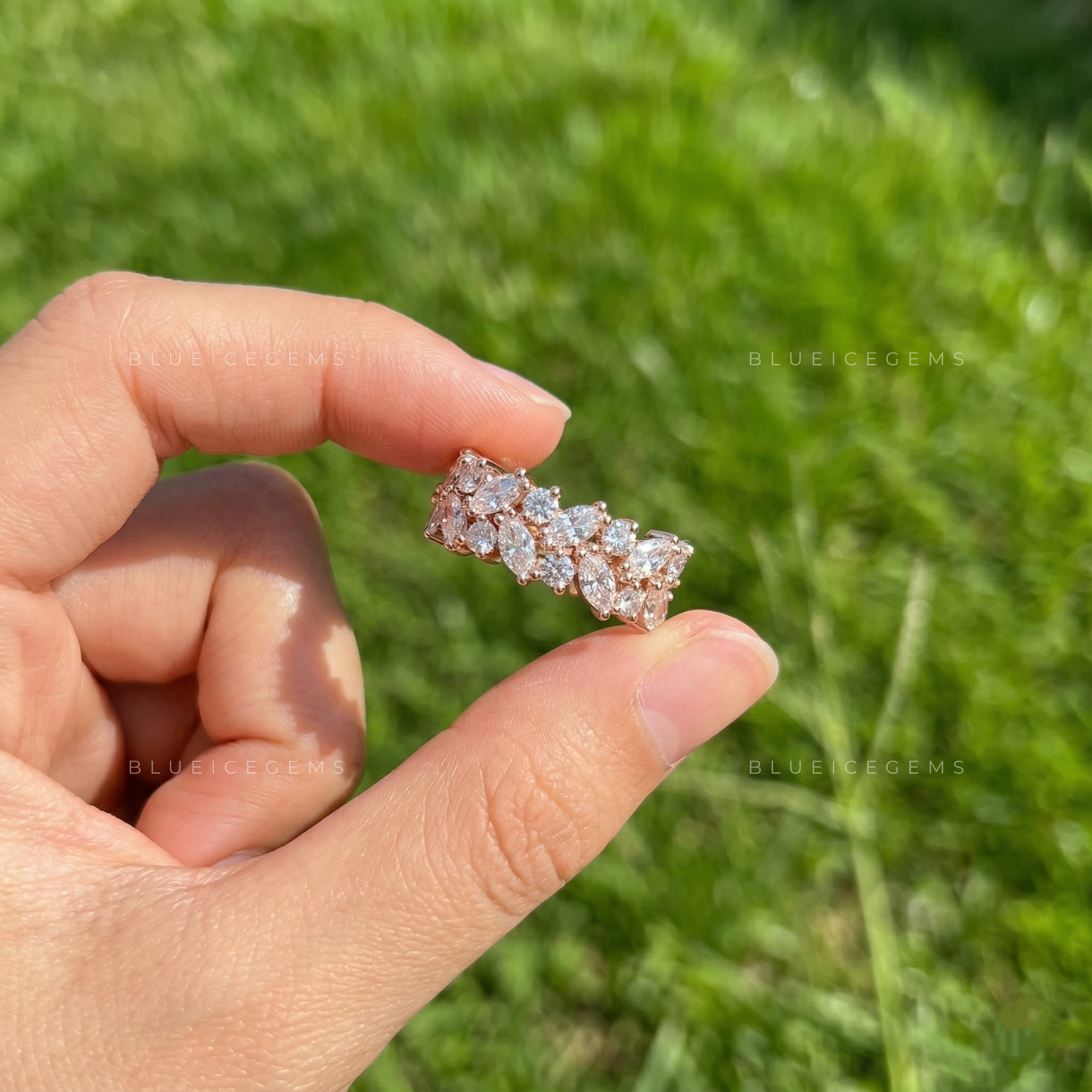 The "Iconic Duo" Marquise & Round Double Row Stacker Band