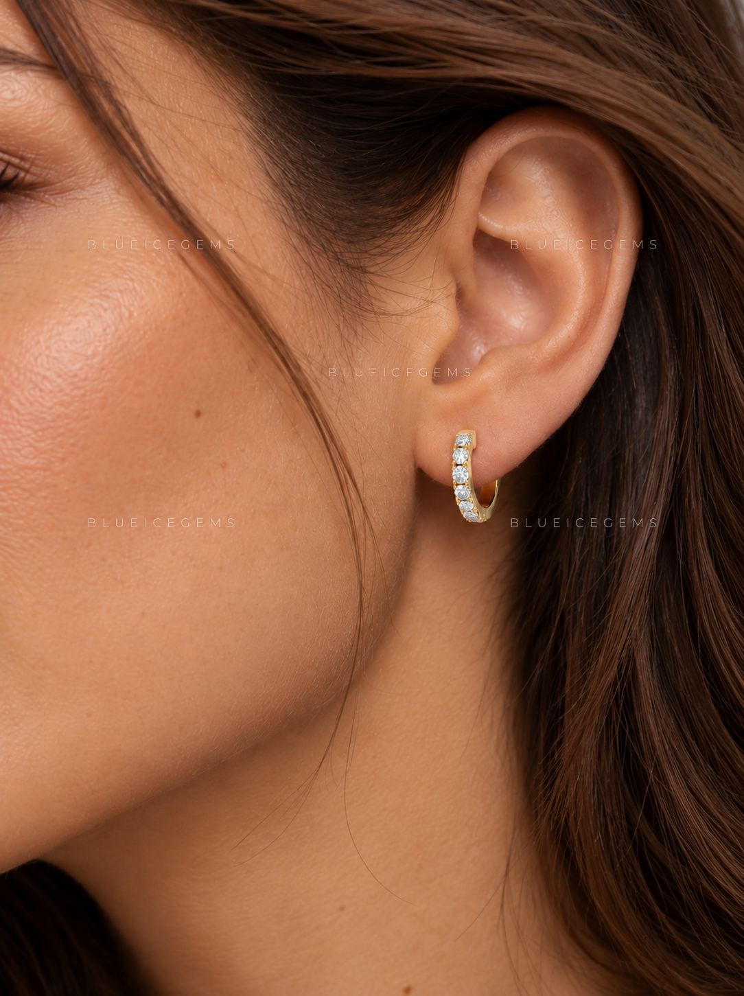 French Pavé Diamond Hoop Earrings