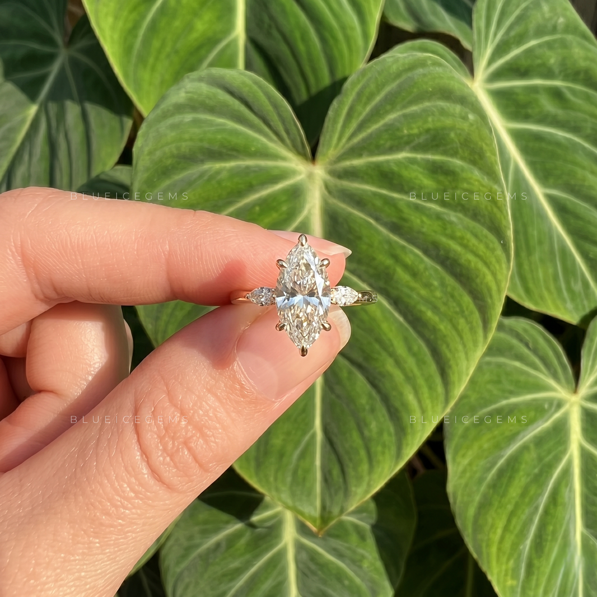 Majestic Heritage Marquise Cut Three Stone Engagement Ring