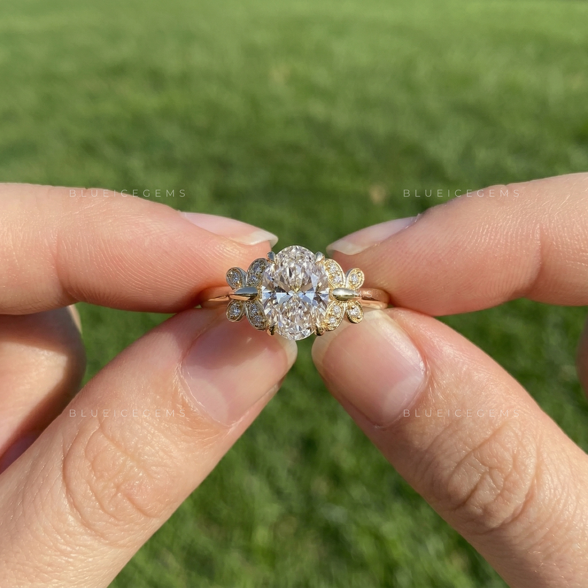 Timeless Radiance Oval Cut Hidden Accents Engagement Ring