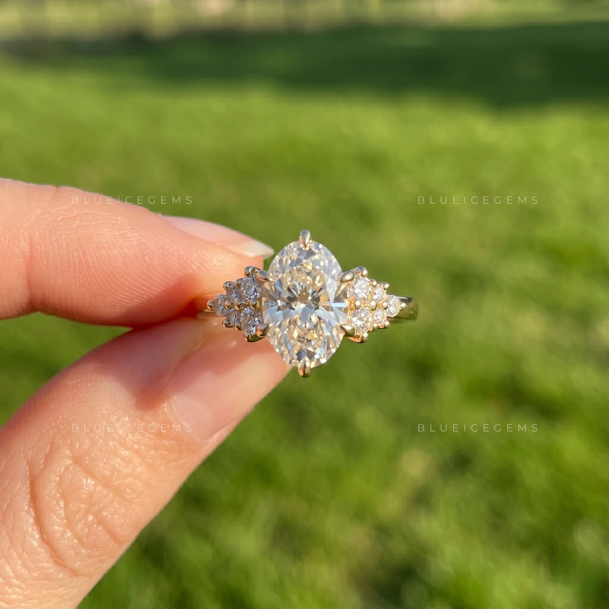 Serenade of Light Elongated Oval Pavé Engagement Ring