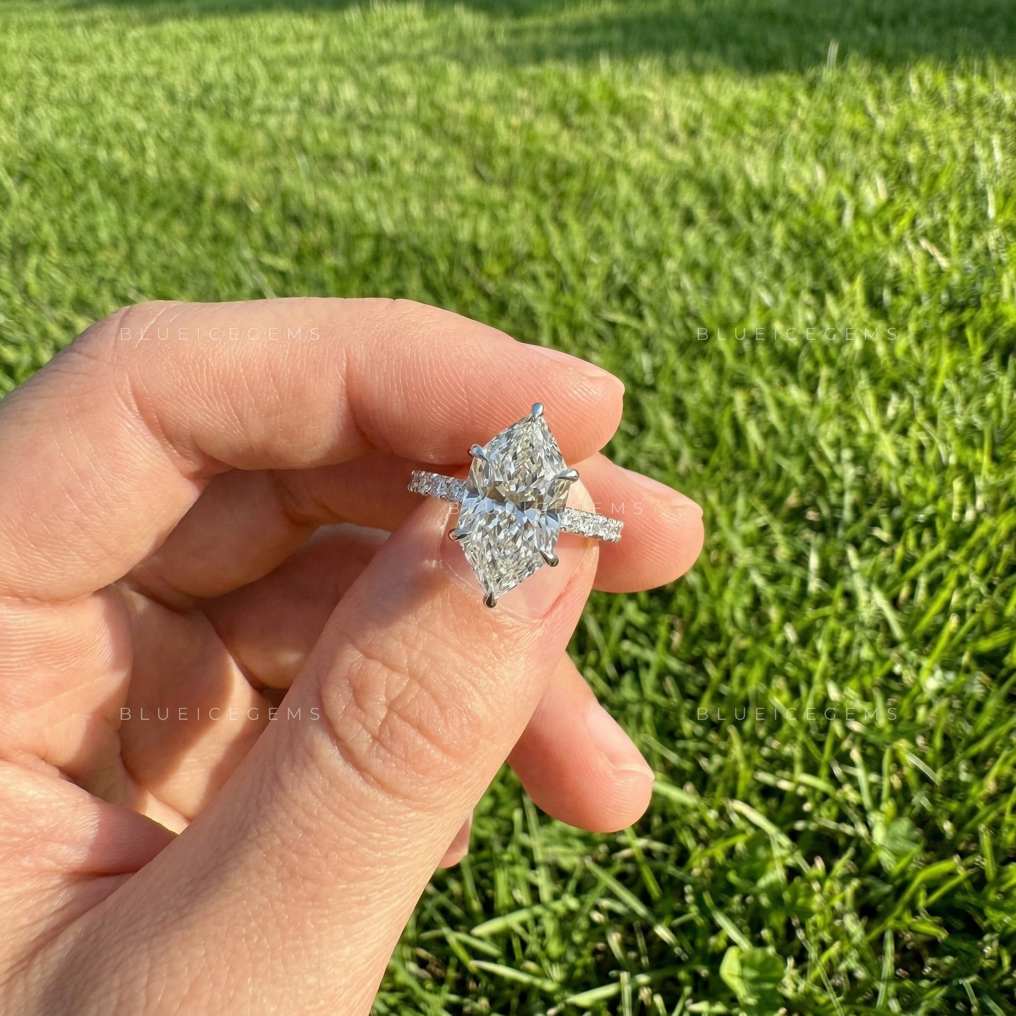 Regal Radiance Dutch Marquise Cut Hidden Accent Engagement Ring