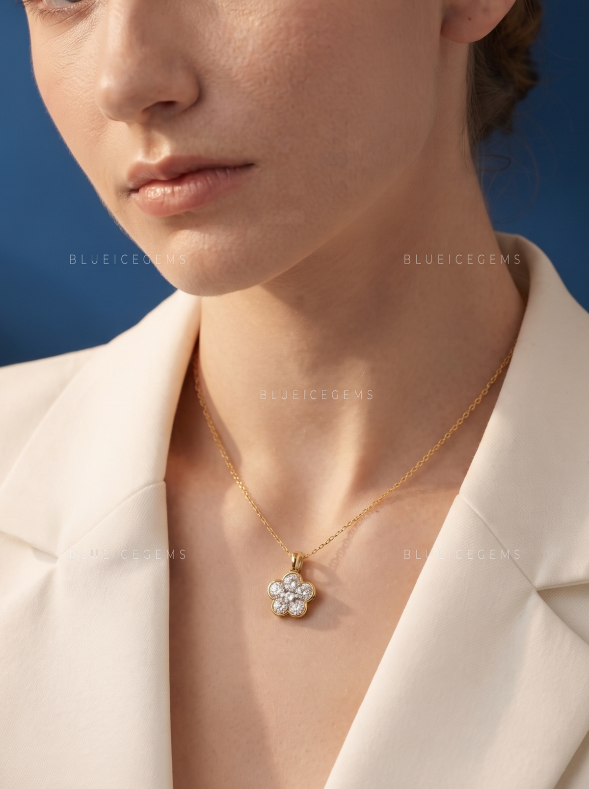 Flower Shape Bezel Set Diamond Pendant