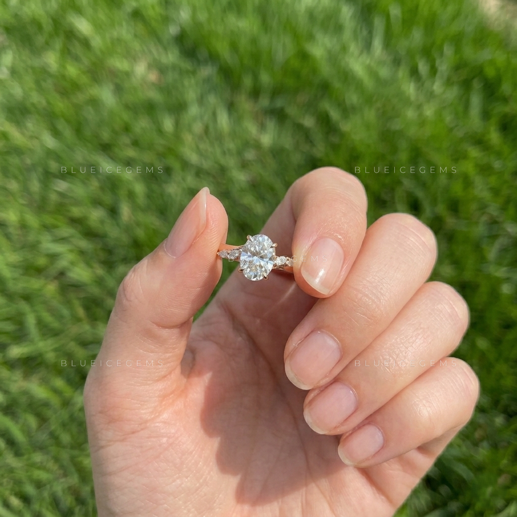 Nature's Grace Oval Cut Marquise Accent Engagement Ring