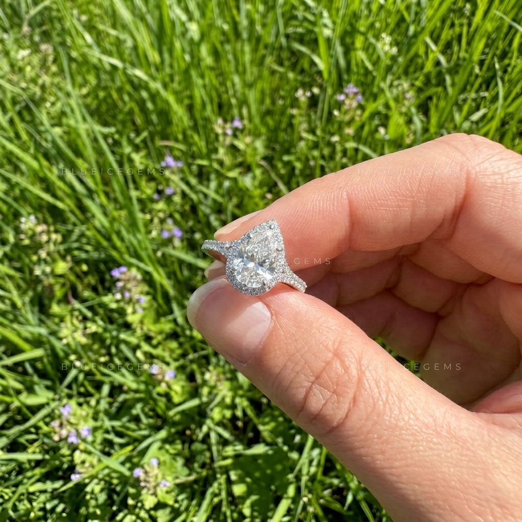 The "Celestial Teardrop" Pear Halo: A D-Color Brilliance Masterpiece