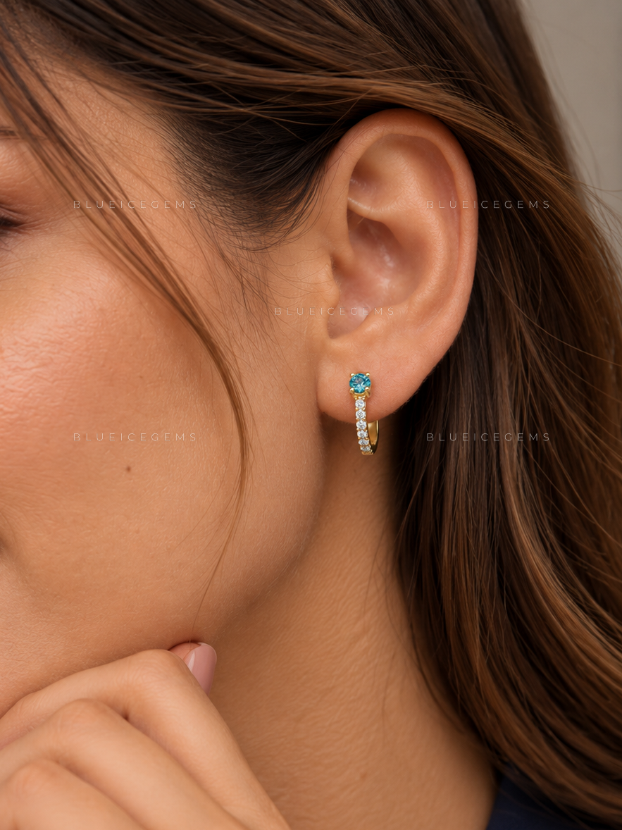 Malibu Blue Pavé Huggie Earrings