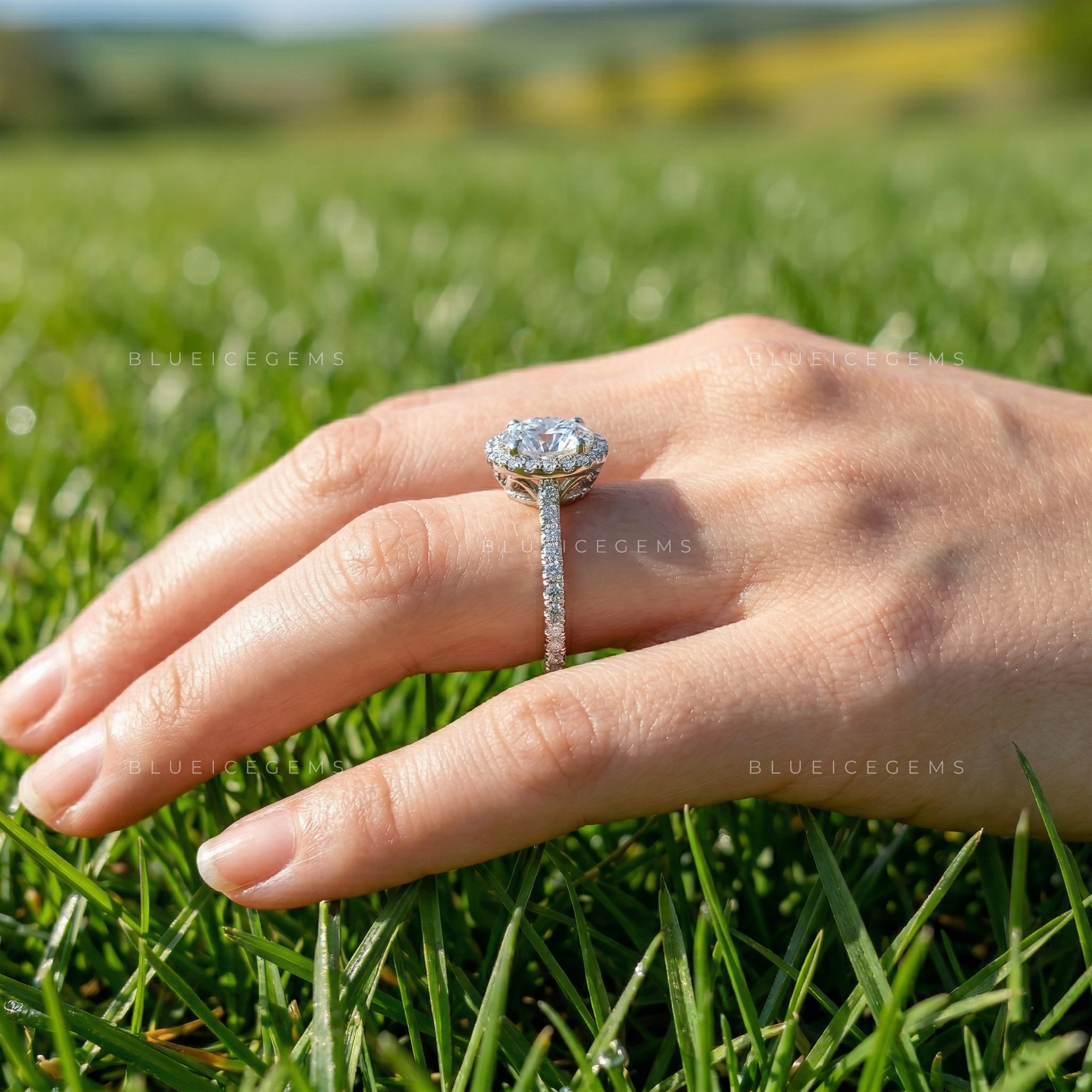 Stellar Radiance Round Cut Pavé Engagement Ring