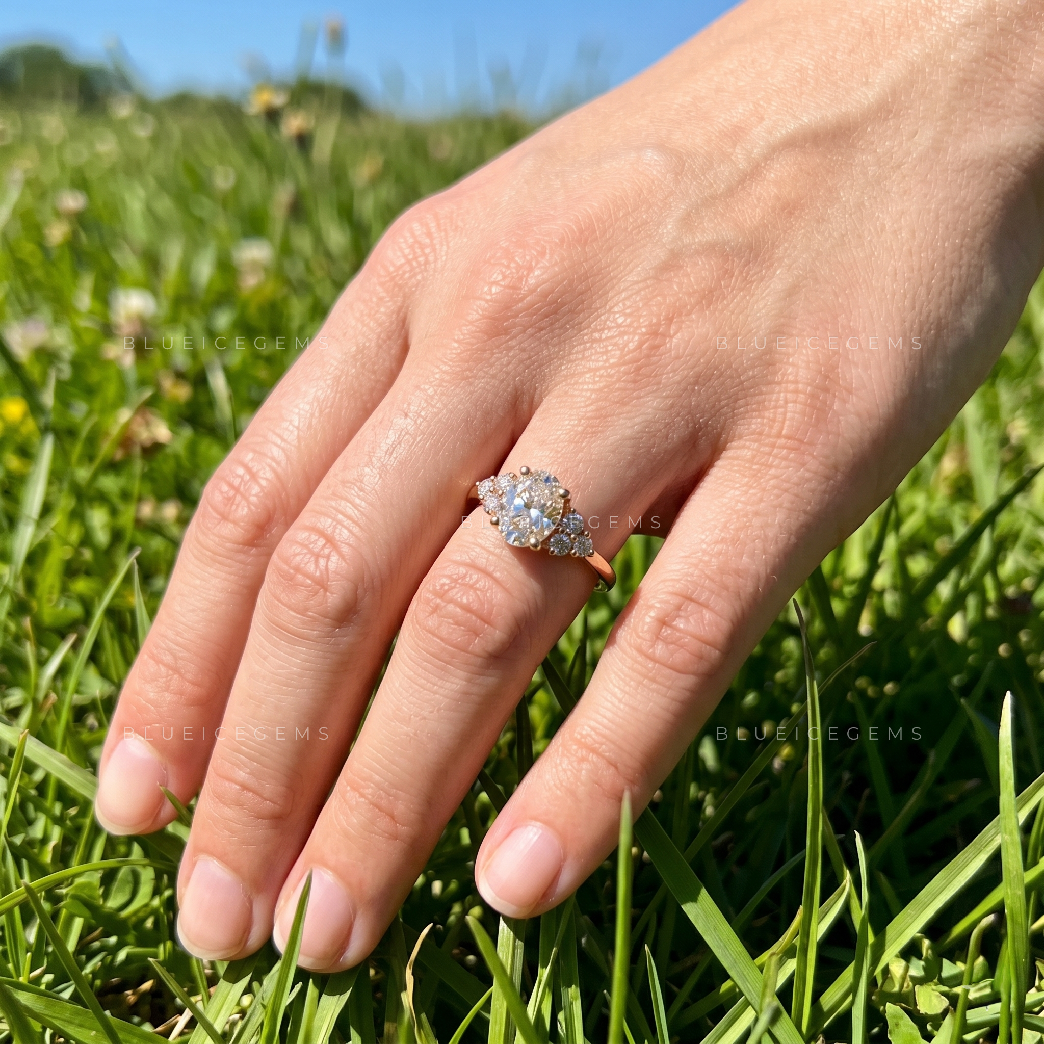 Ethereal Grace Oval Brilliant Cut Hidden Halo Engagement Ring