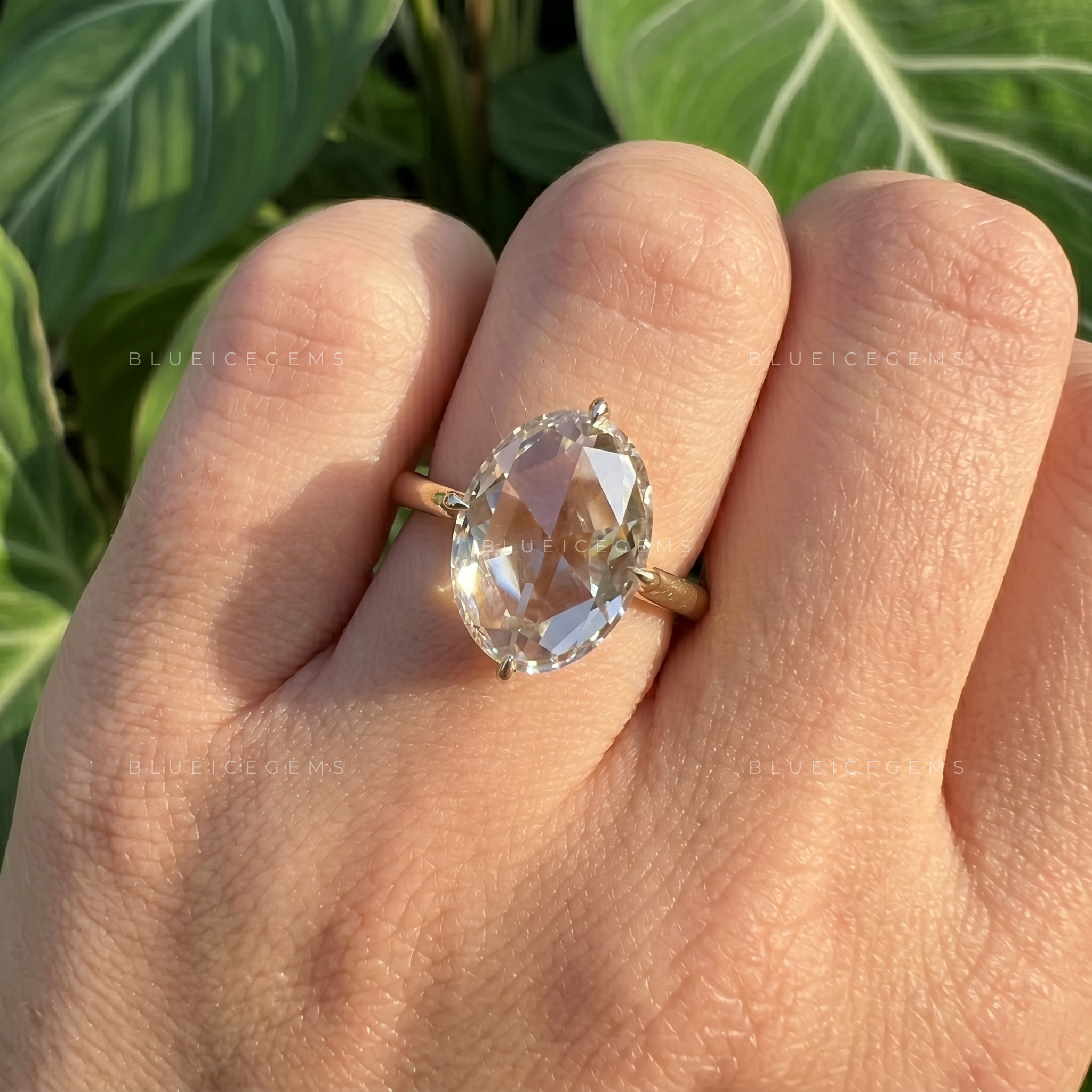 Vintage Elegance Oval Rose Cut Solitaire Open Gallery Ring