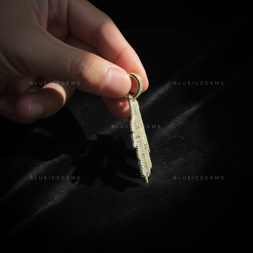 The "TA" Electric Signature: Baguette Mosaic & Jagged Bolt Initial Pendant