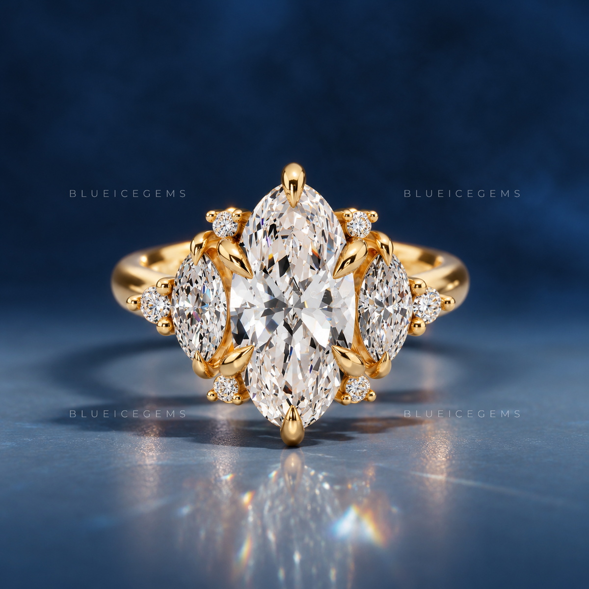 Celestine Sculpted Moval Cut Engagement Ring