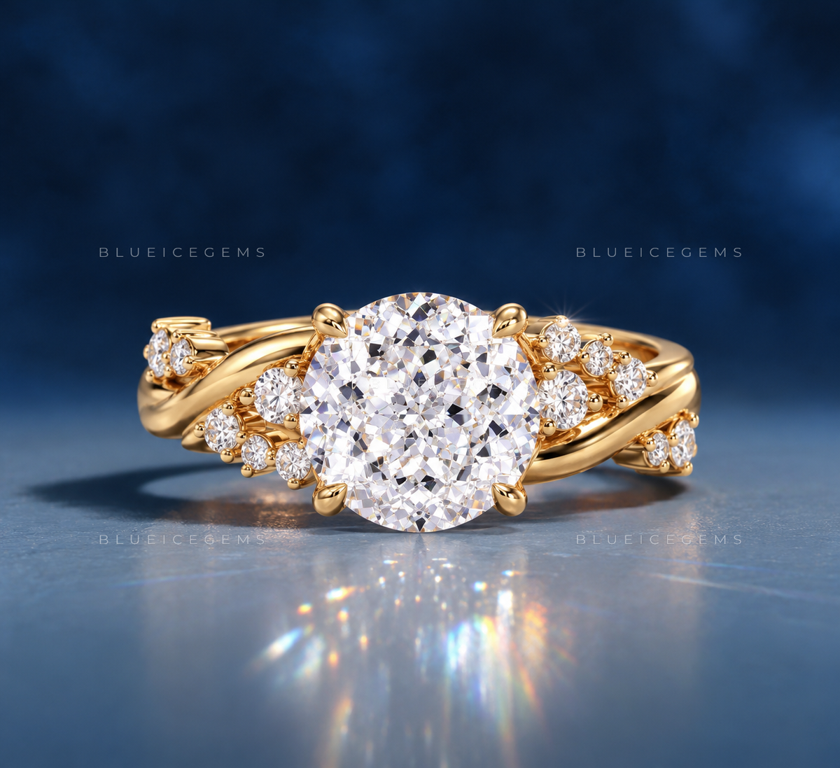 Willow Twist Portuguese Cut Diamond Engagement Ring