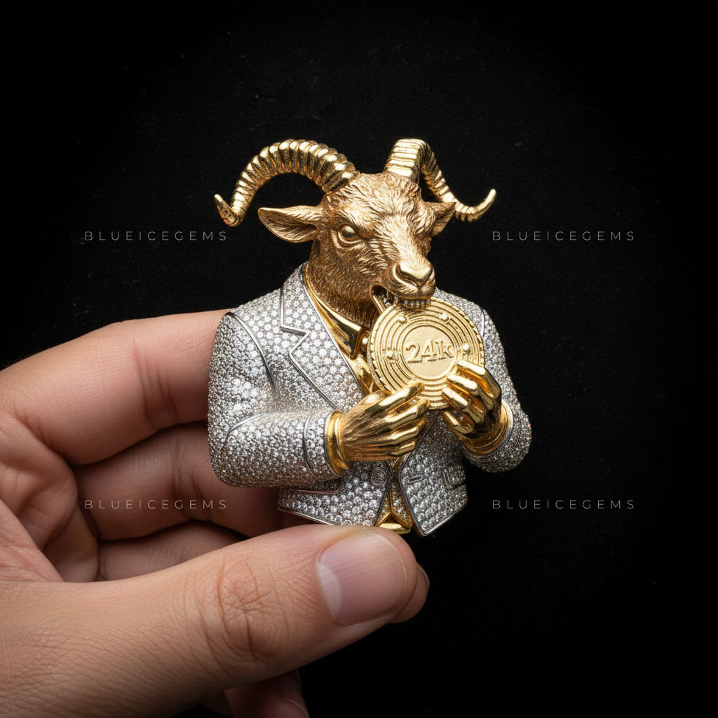The "G.O.A.T. 24K" Executive: Sculptural Ram & Iced-Out Tuxedo Sovereign