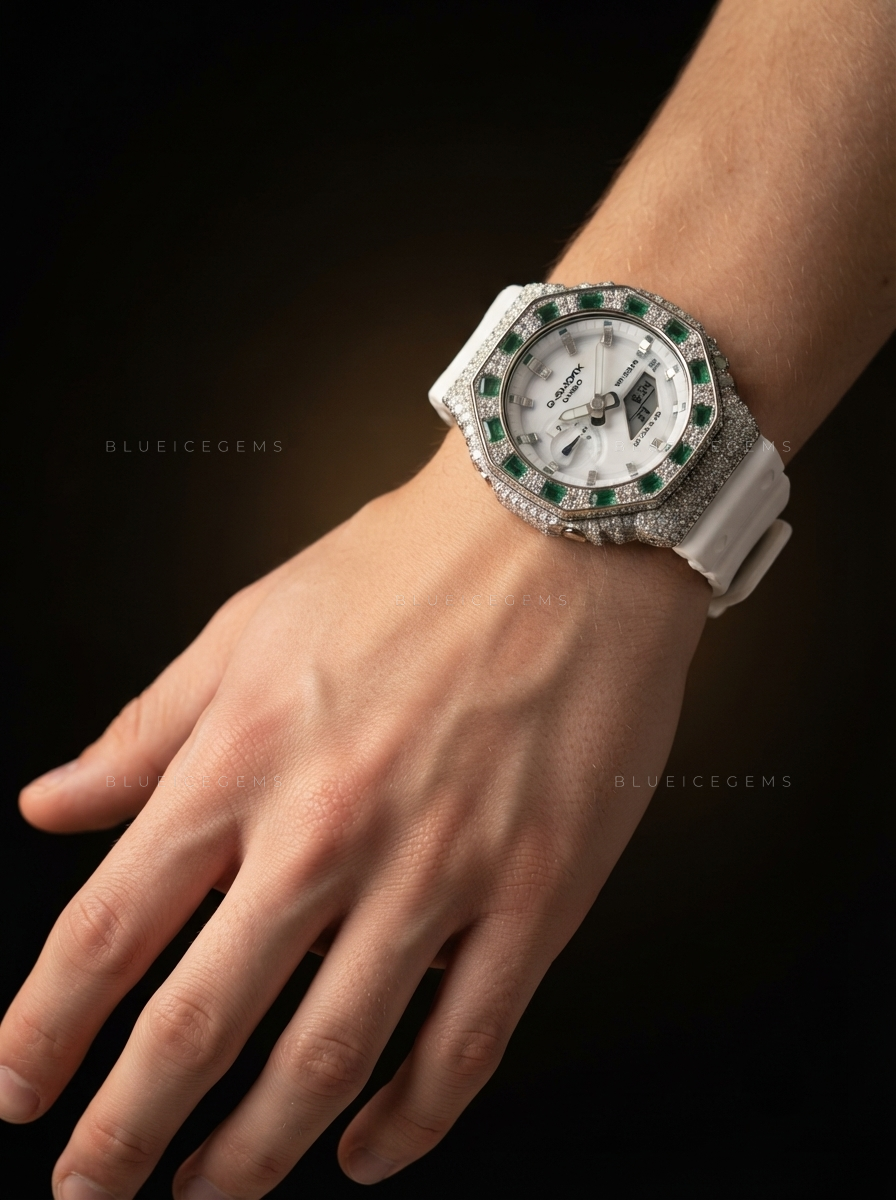 Prismatic Crown Iced Watch – VVS Moissanite Rainbow Edition
