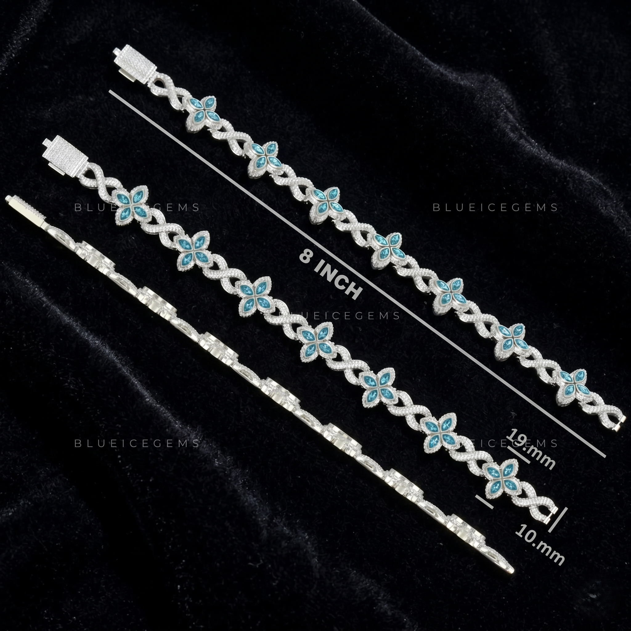 Cerulean Fortune Two-Tone Iced Clover Link
