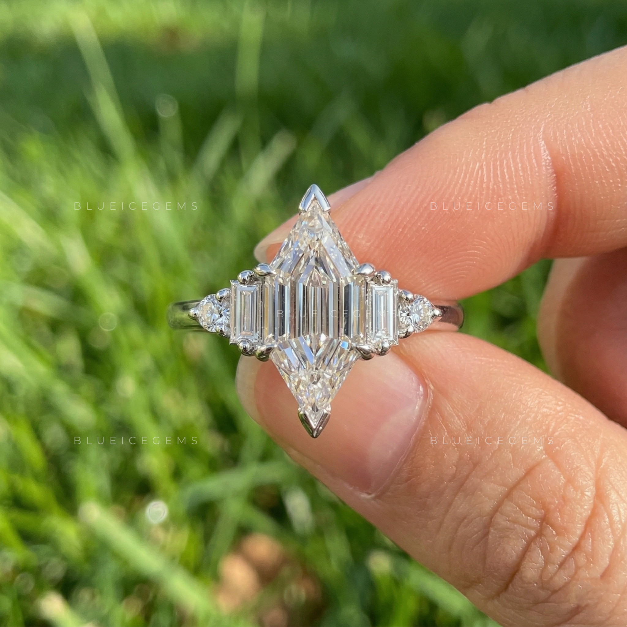 Architectural Sophistication Hexagon Step Cut Art Deco Ring