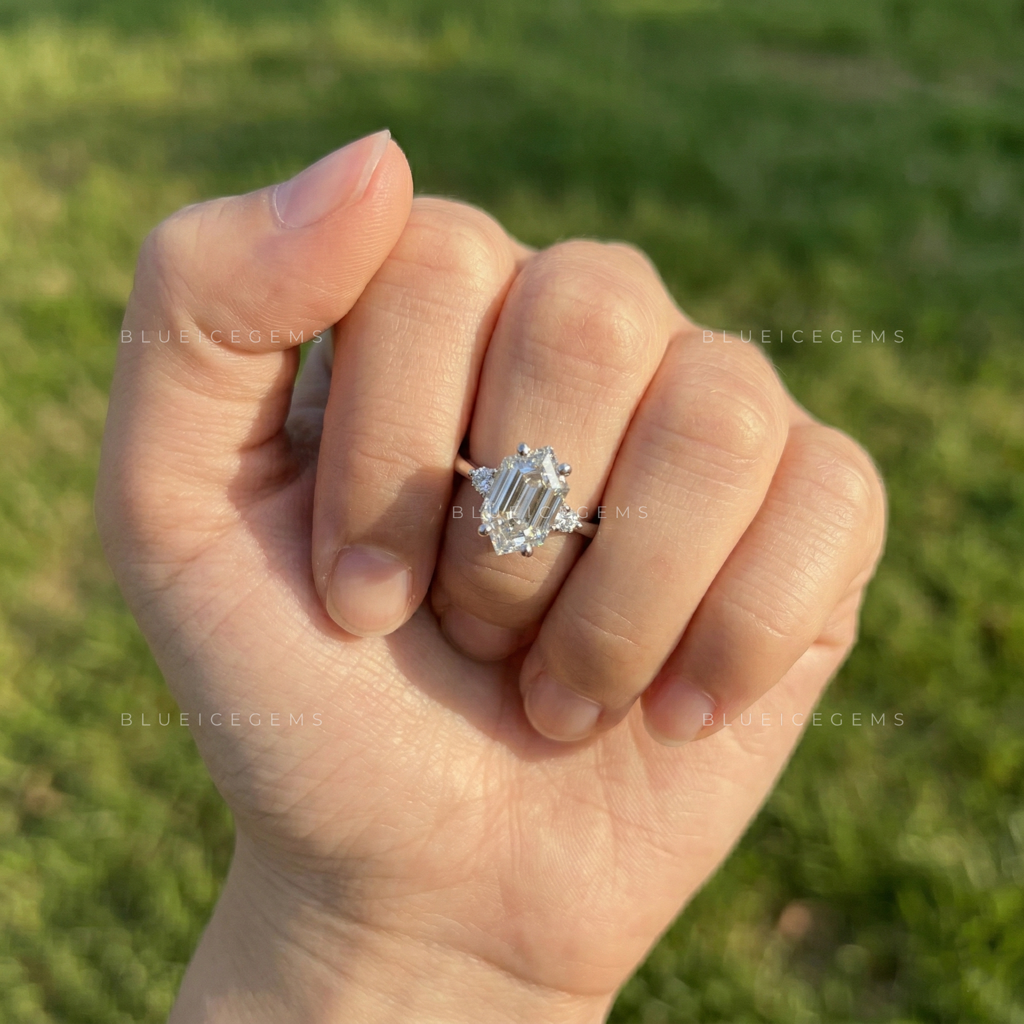 Celestial Fire Round Brilliant Cut Cluster Engagement Ring