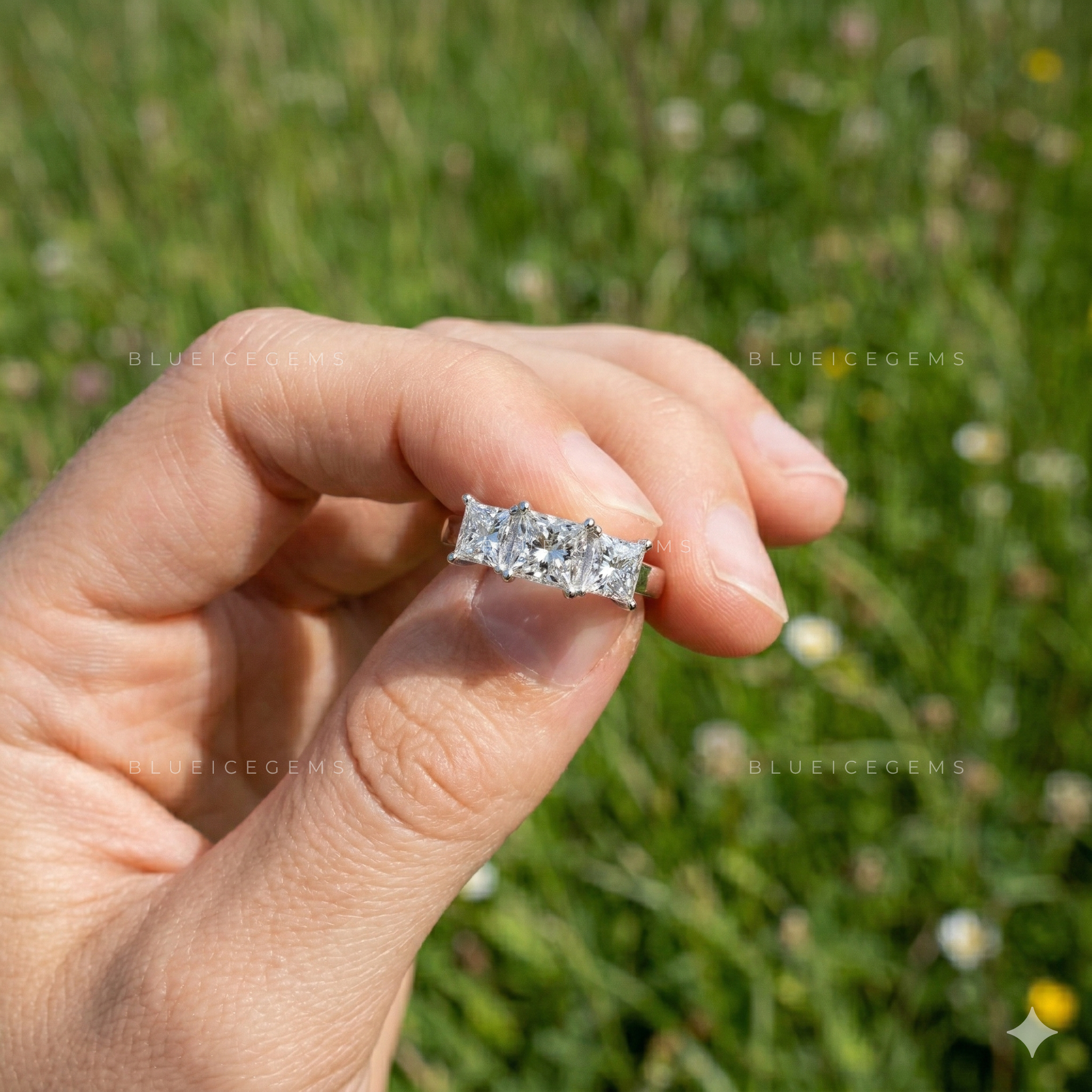 Modern Grandeur Princess Cut Trilogy Engagement Ring