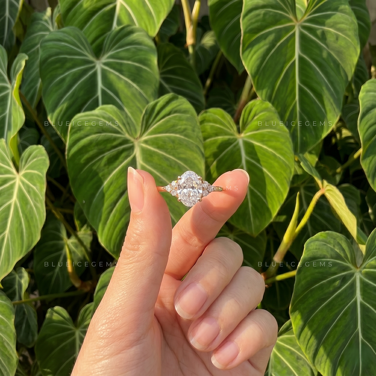 Luminous Harmony Oval Cut Three Stone Engagement Ring