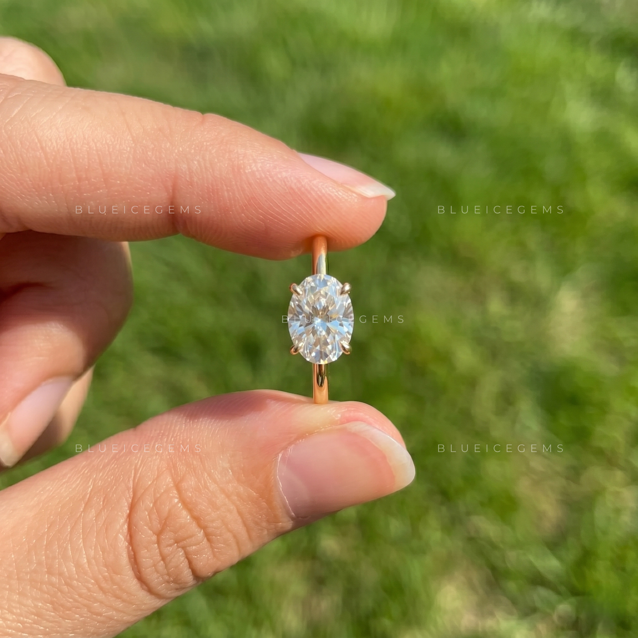 Infinite Whispers Oval Cut Moissanite Thin Band Solitaire Engagement Ring