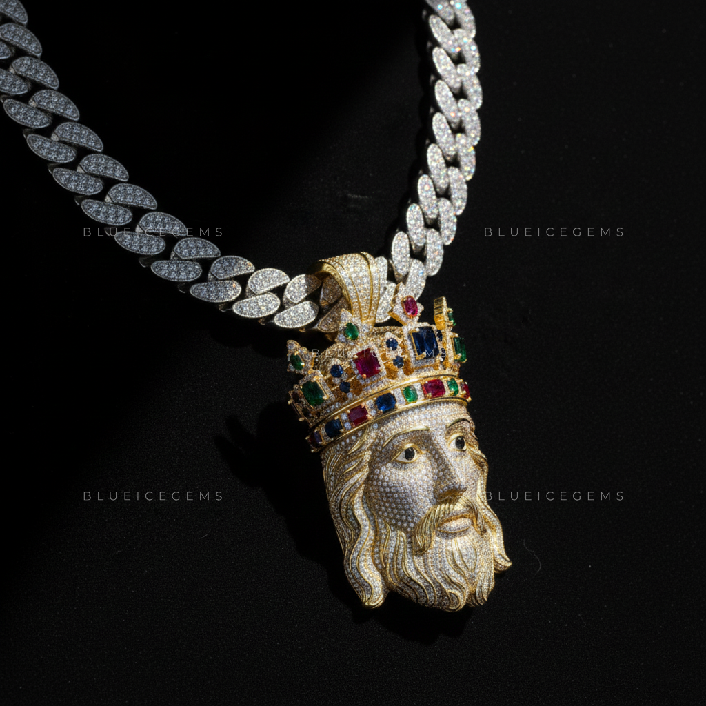 The Imperial Sovereign: Regal Crowned Christ with Multi-Gem Fire