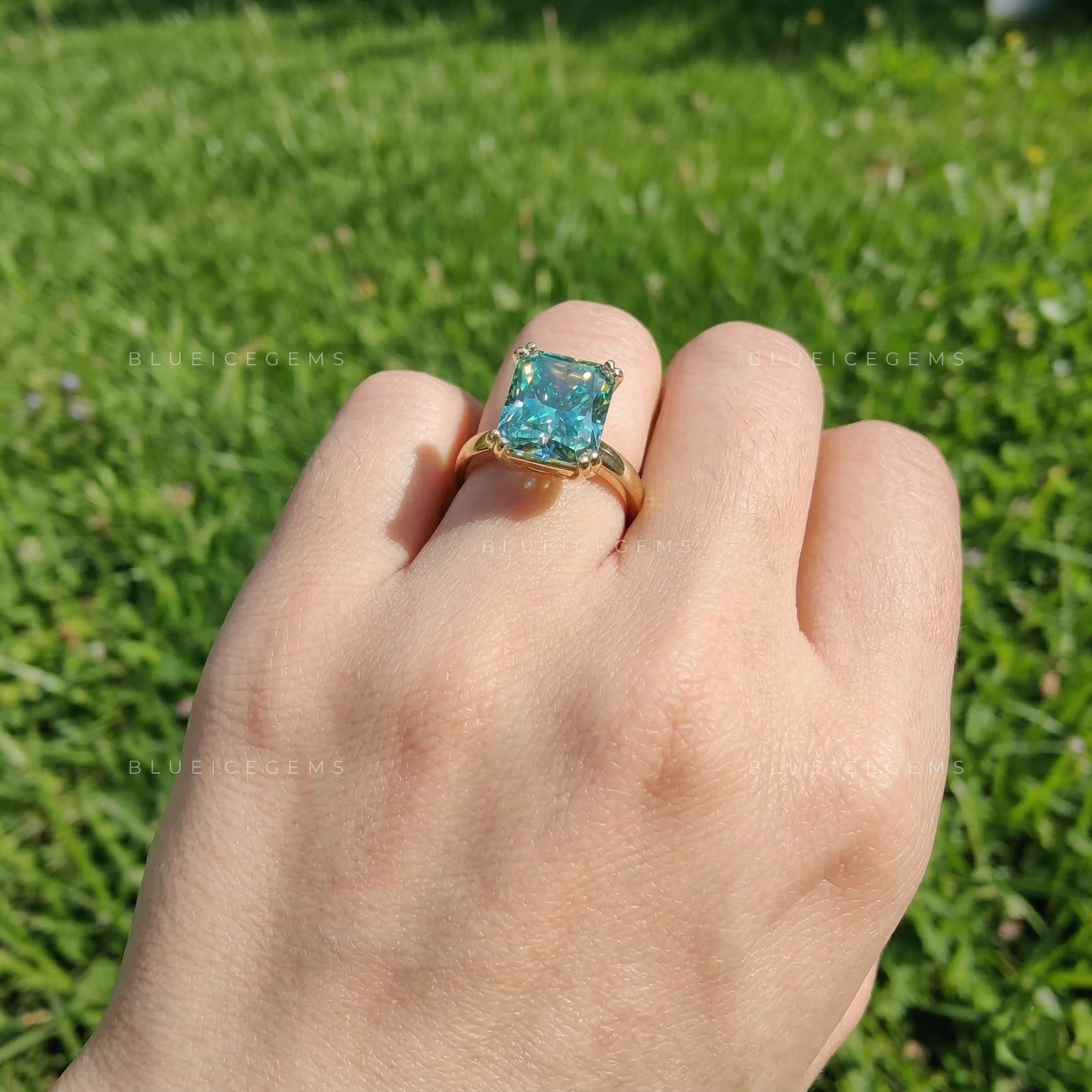 Azure Radiance Double Prong Engagement Ring