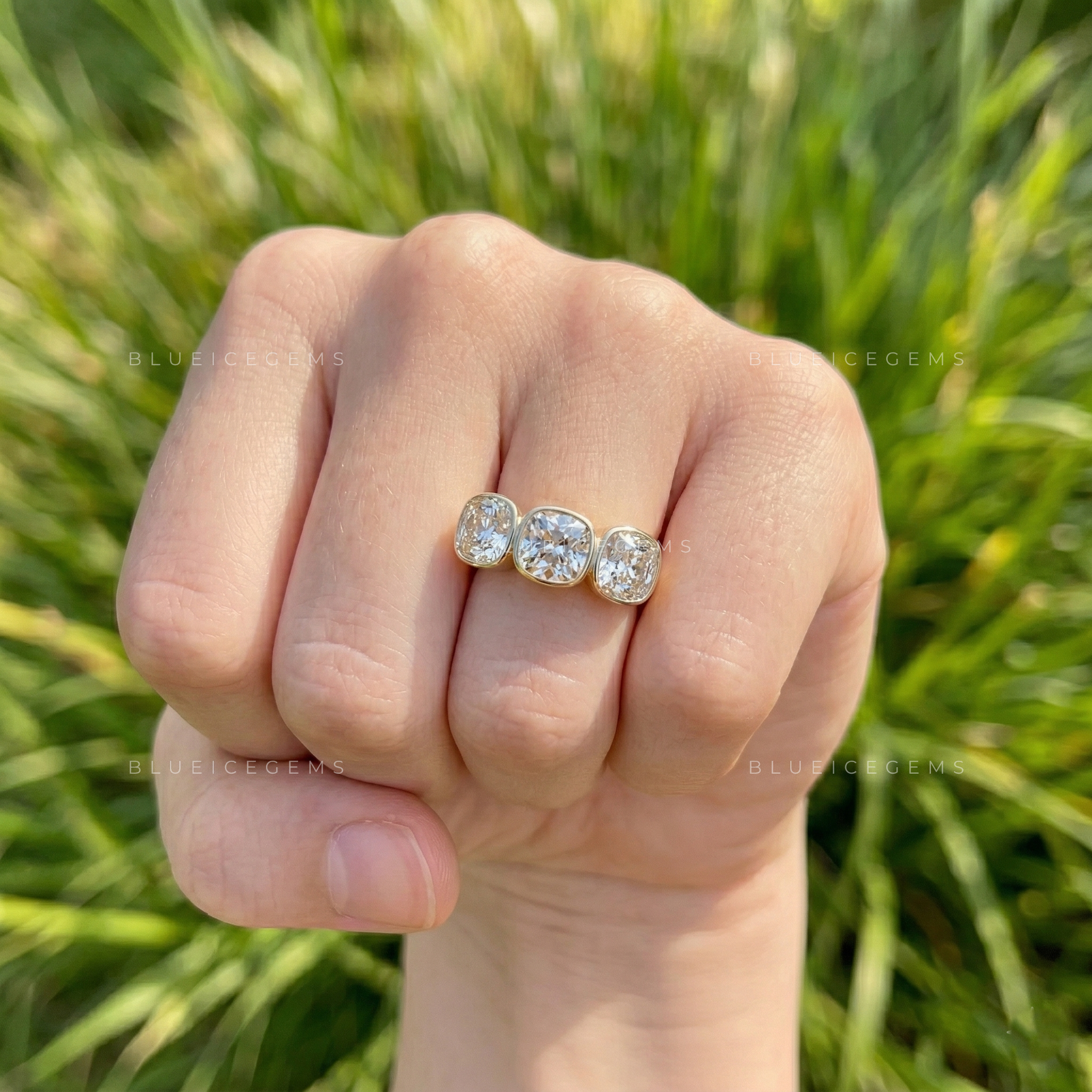 Vintage Grandeur Cushion Old European Cut Lab Diamond Ring