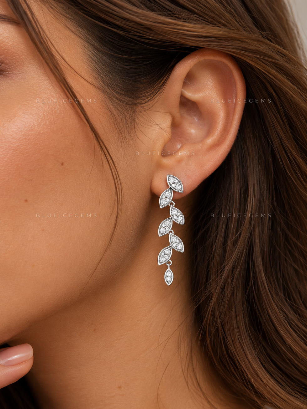 Hinged Leaf Diamond Drop Earrings
