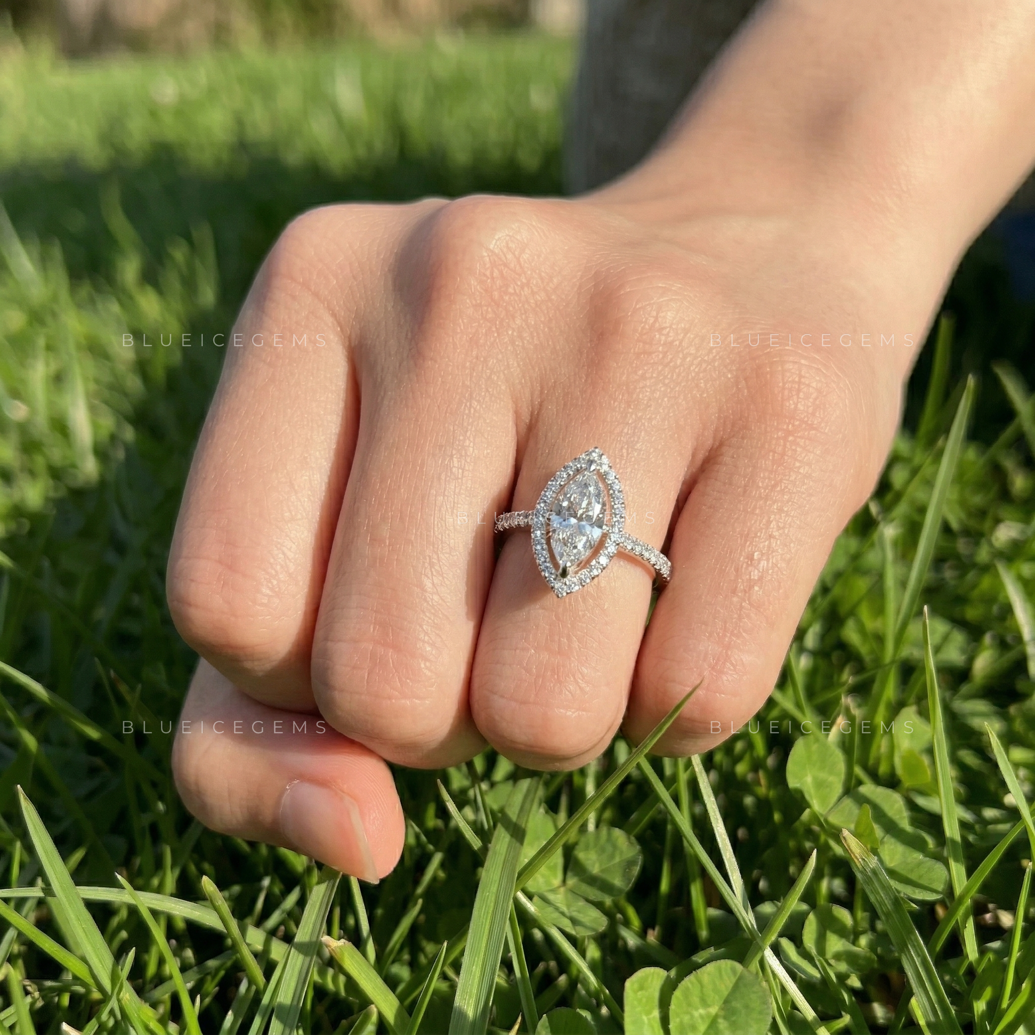Graceful Splendor Marquise Cut Pavé Engagement Ring