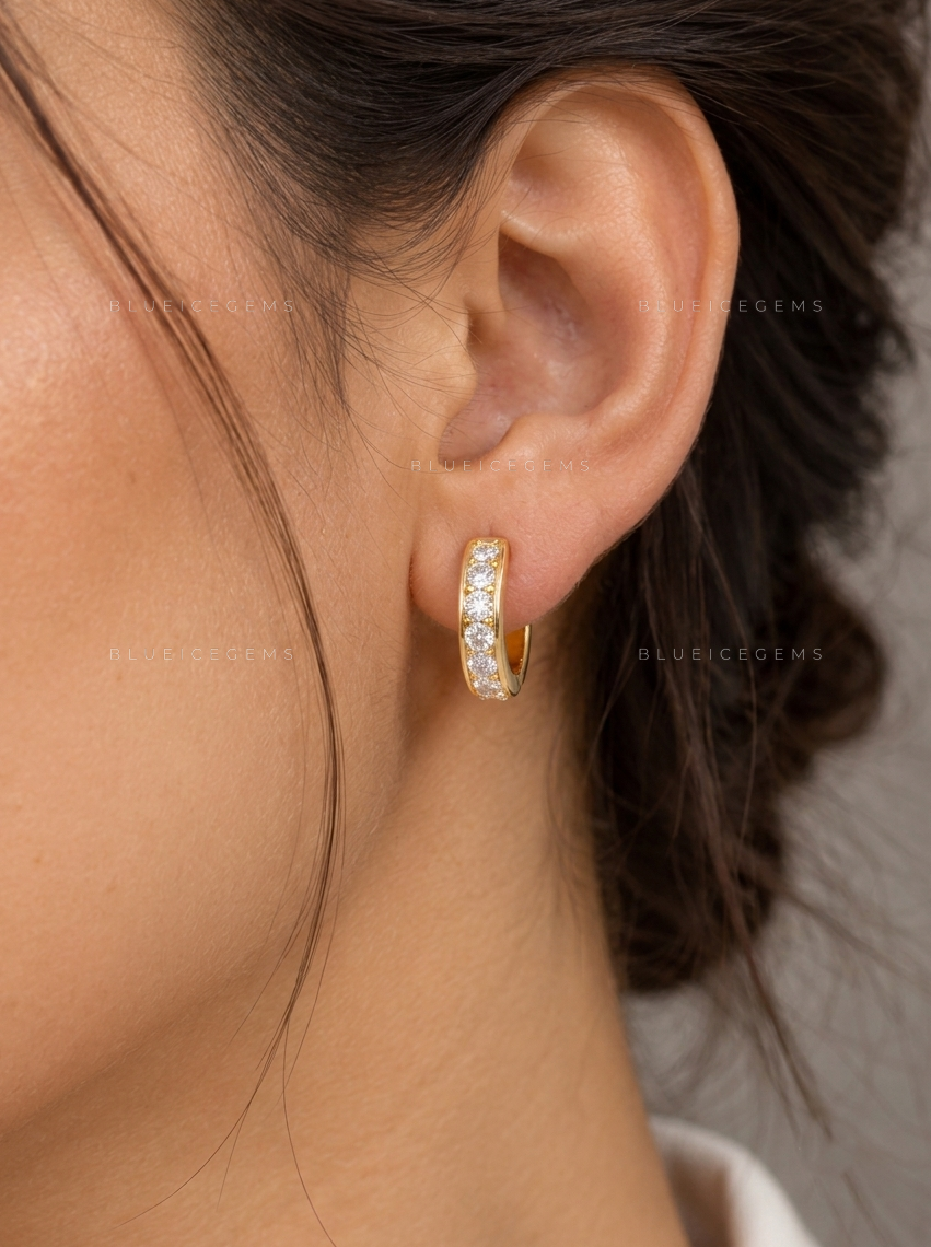 Classic Round Pavé Hoop Earrings